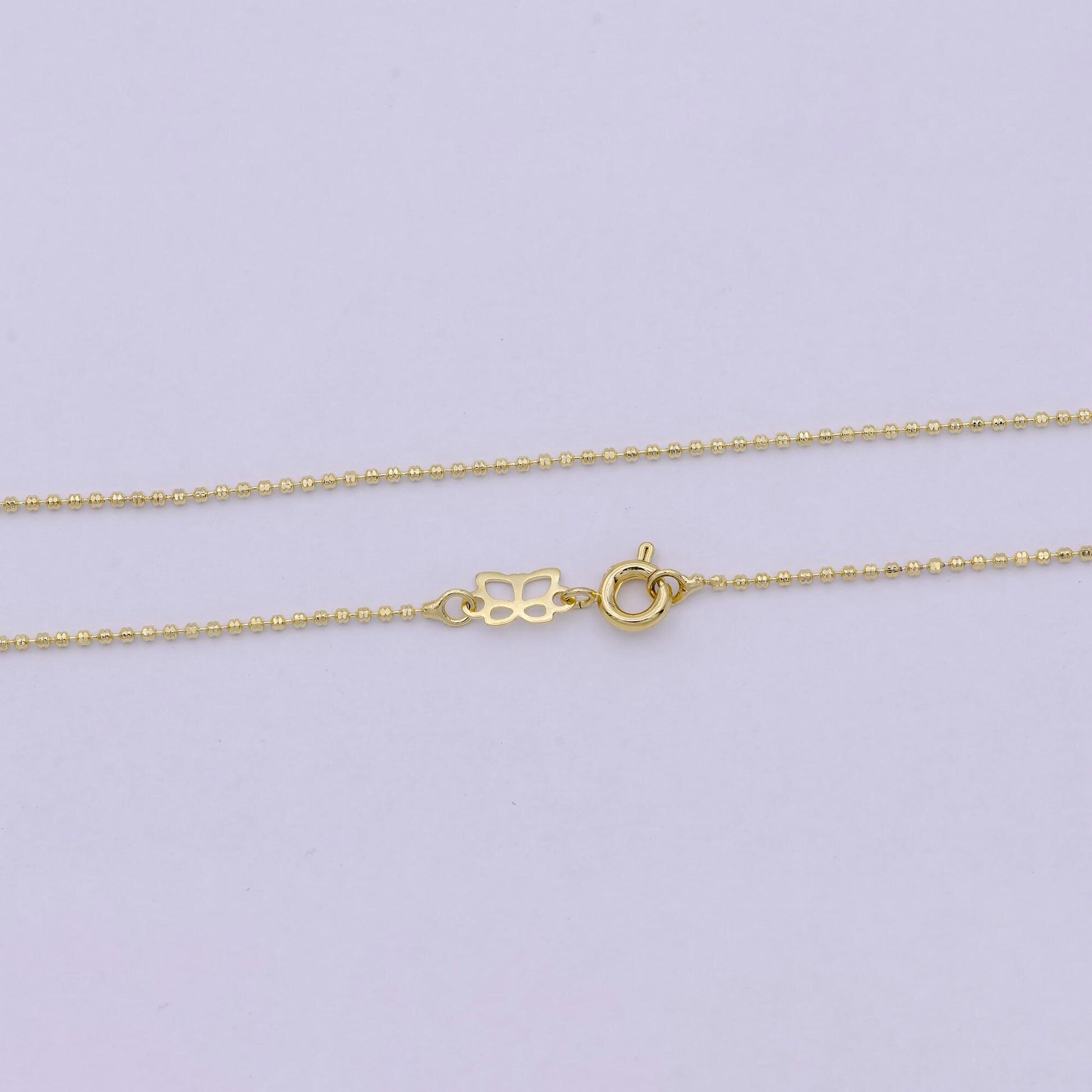 18 inches beaded chain necklace 14k gold plated finished chain necklace, dainty 1.1mm bead necklace w/ spring ring | wa-533