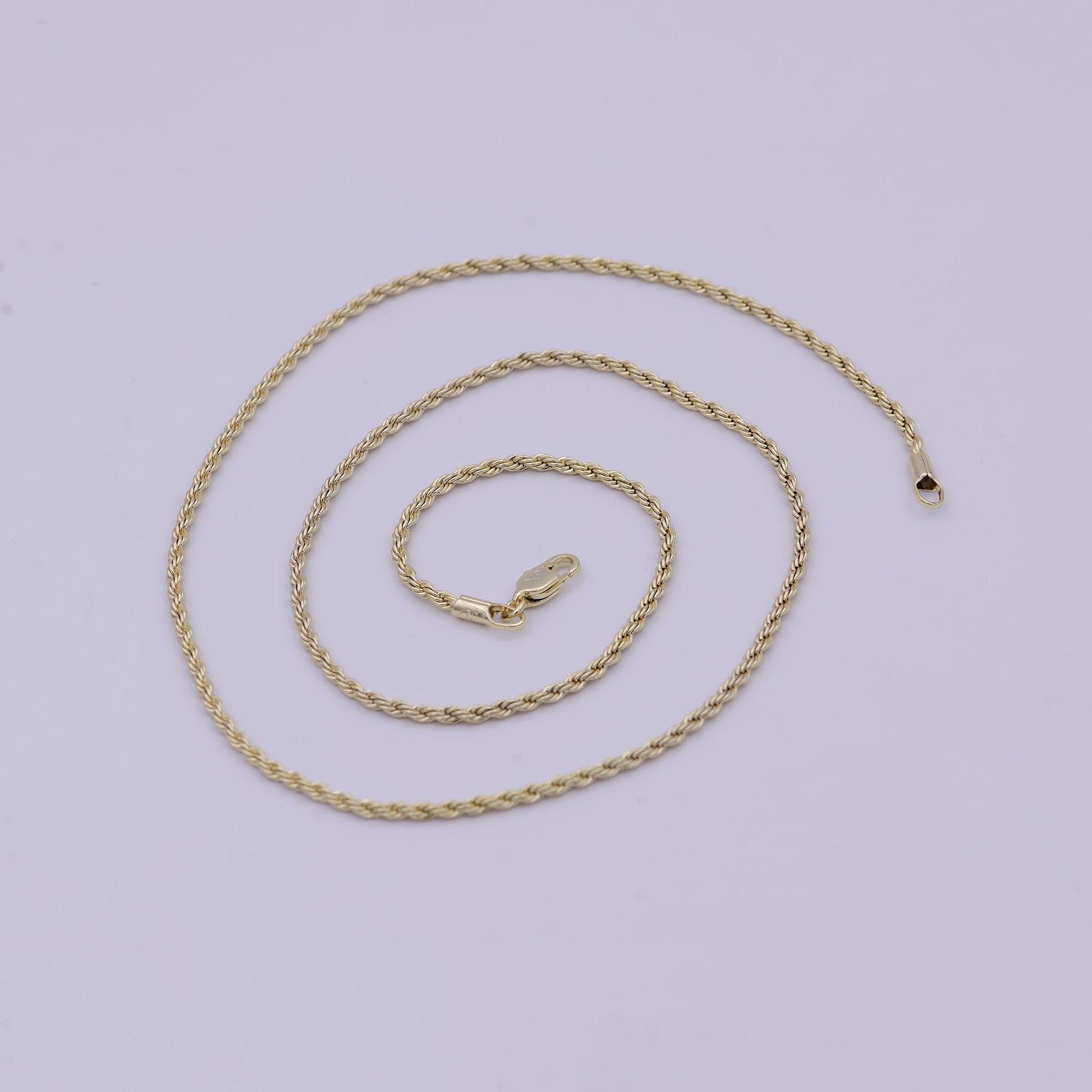 Twisted rope chain necklace - 14k gold filled necklace chain - 20 inches rope necklace w/ lobster clasps wa-526