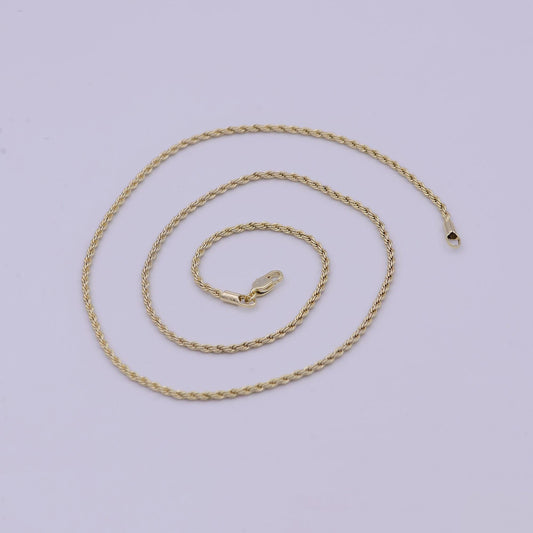 Twisted rope chain necklace - 14k gold filled necklace chain - 20 inches rope necklace w/ lobster clasps wa-526