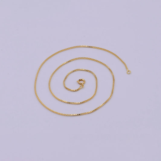 Dainty gold box chain necklace 1.2mm, classic box chain layered necklace, everyday necklace, simple chain, minimalist - wa-524