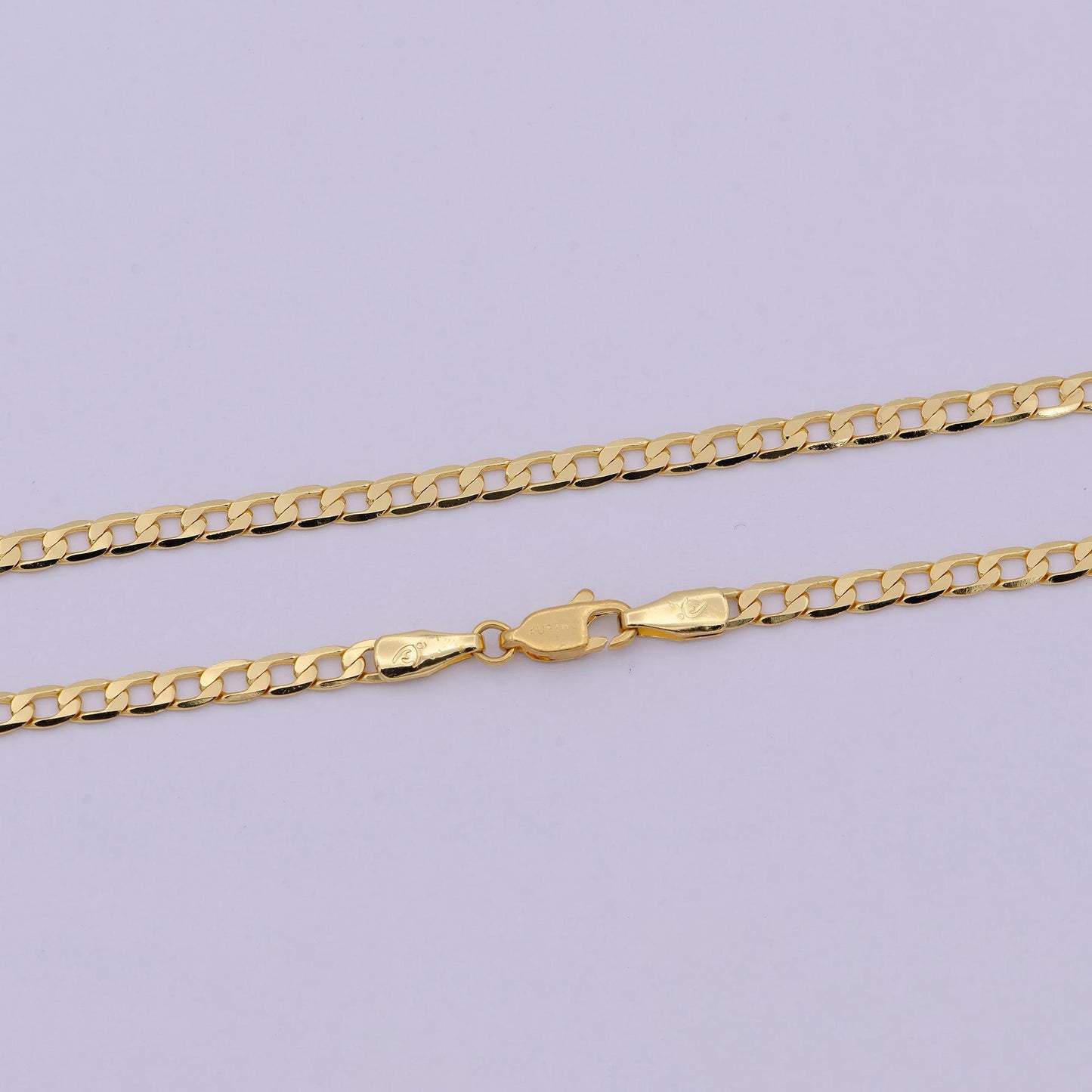 24k gold filled cuban link chain necklace 17.6 inch miami cuban, 3.2mm gold chain, curb link, men women chain necklaces wa-523