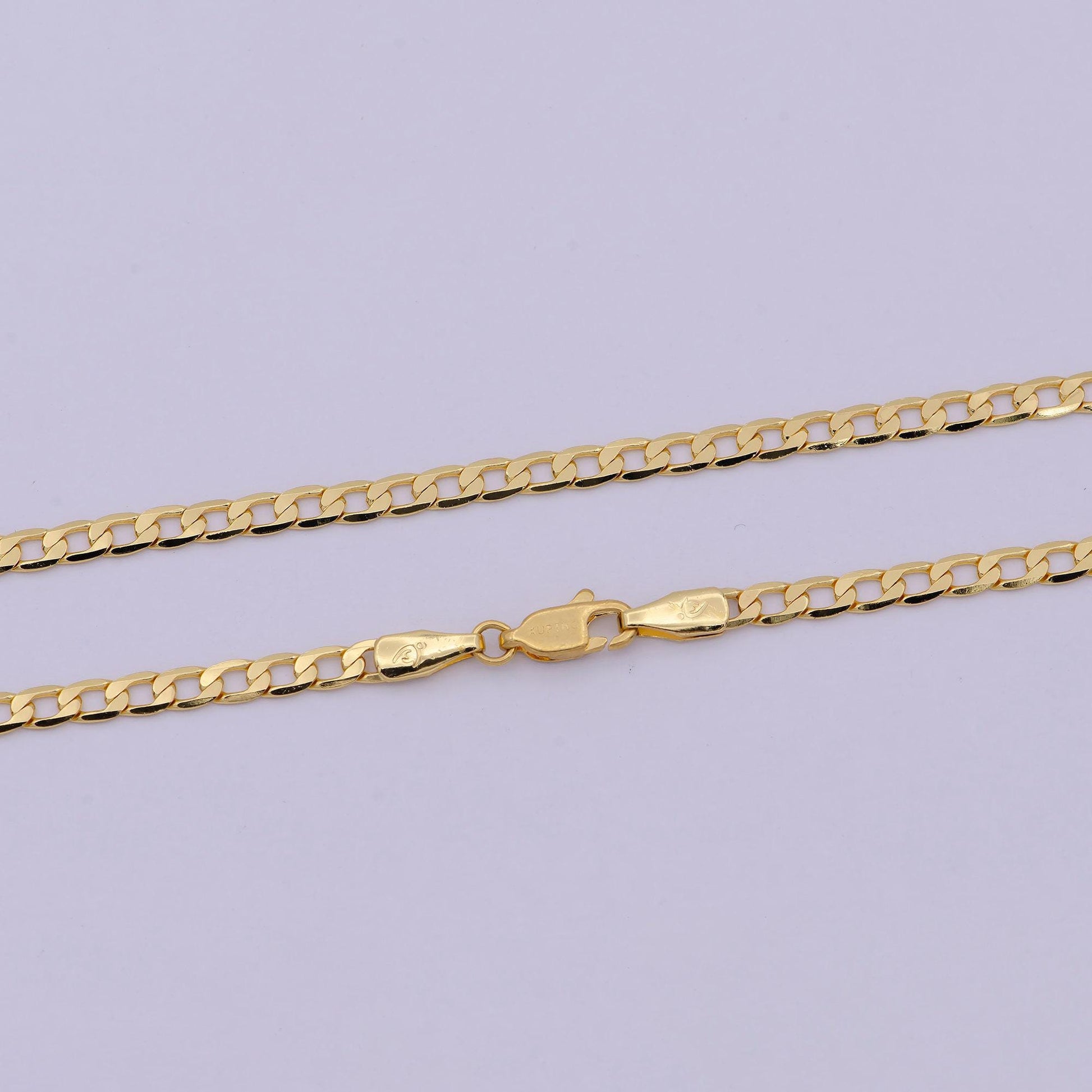 24k gold filled cuban link chain necklace 17.6 inch miami cuban, 3.2mm gold chain, curb link, men women chain necklaces wa-523