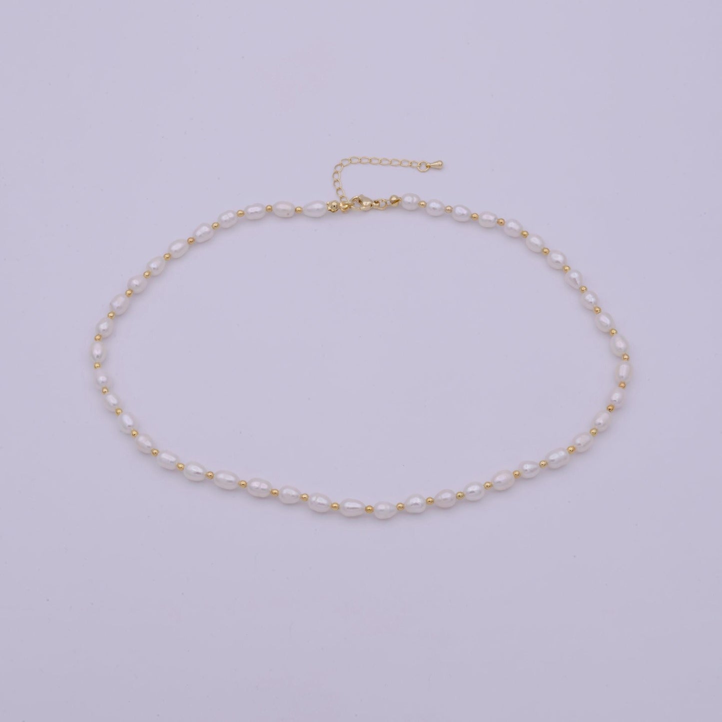 White freshwater pearl necklace, gold filled beads necklace, dainty pearl necklace, necklaces for women, 5 mm pearl necklace16.5",wa-509