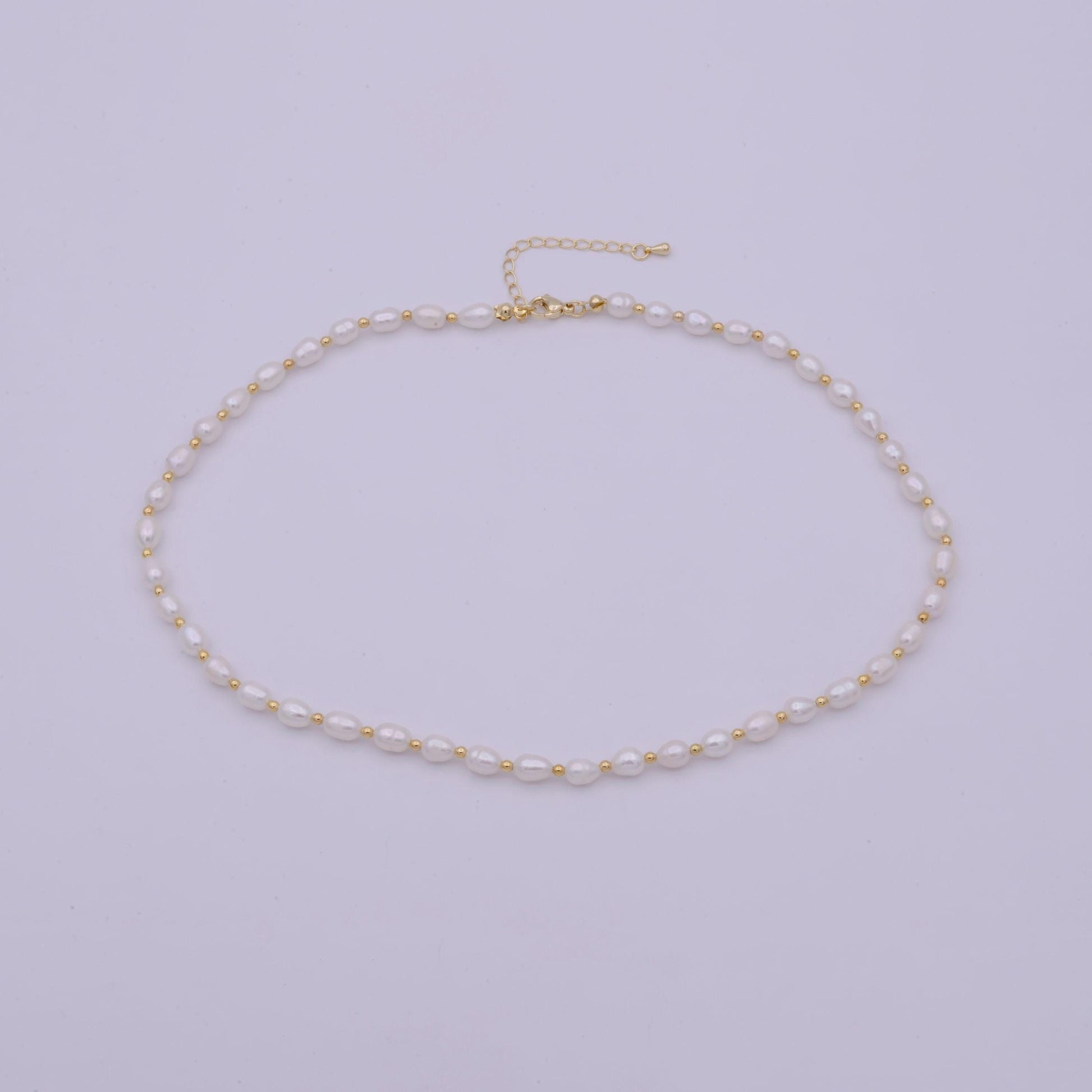 White freshwater pearl necklace, gold filled beads necklace, dainty pearl necklace, necklaces for women, 5 mm pearl necklace16.5",wa-509