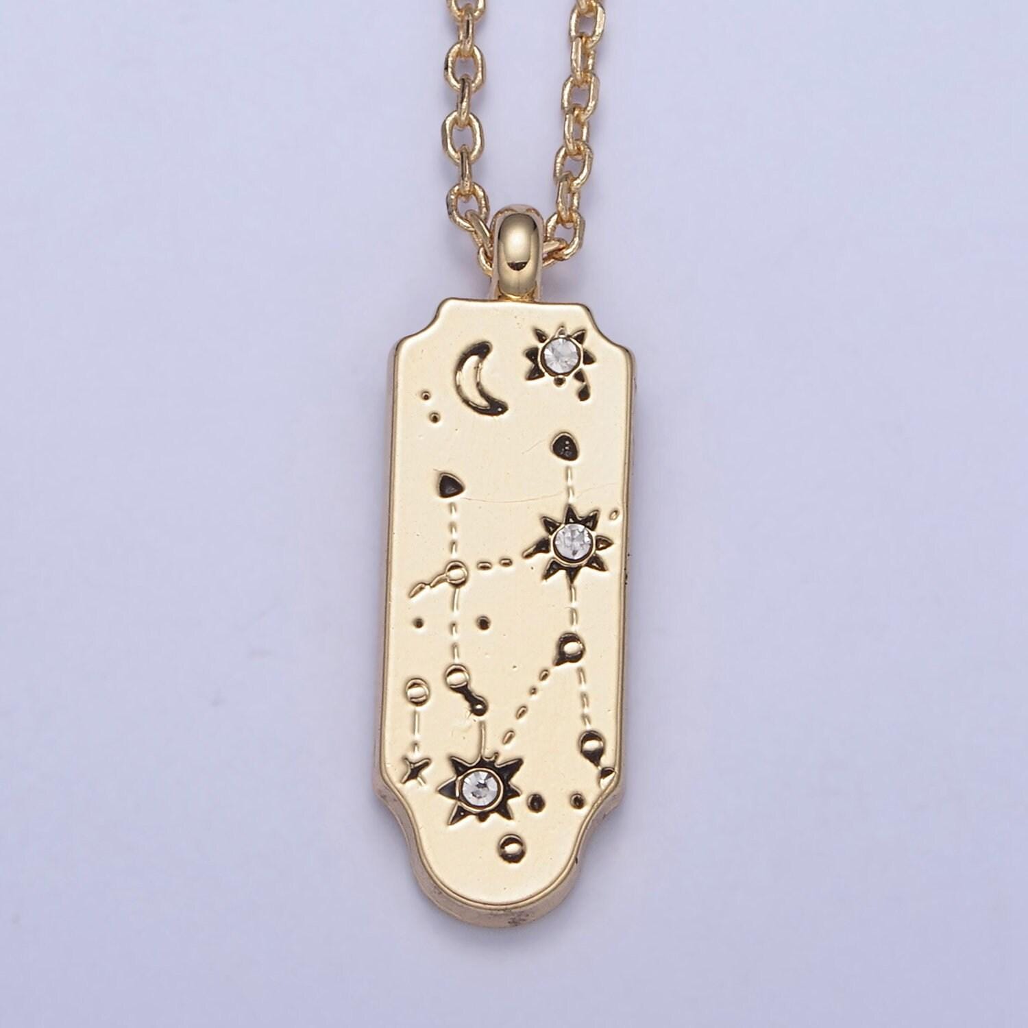 Gold zodiac constellation charms 18" necklace,zodiac symbol, horoscope charm,gold astrological sign minimalist jewelry, zodiac-038, wa491