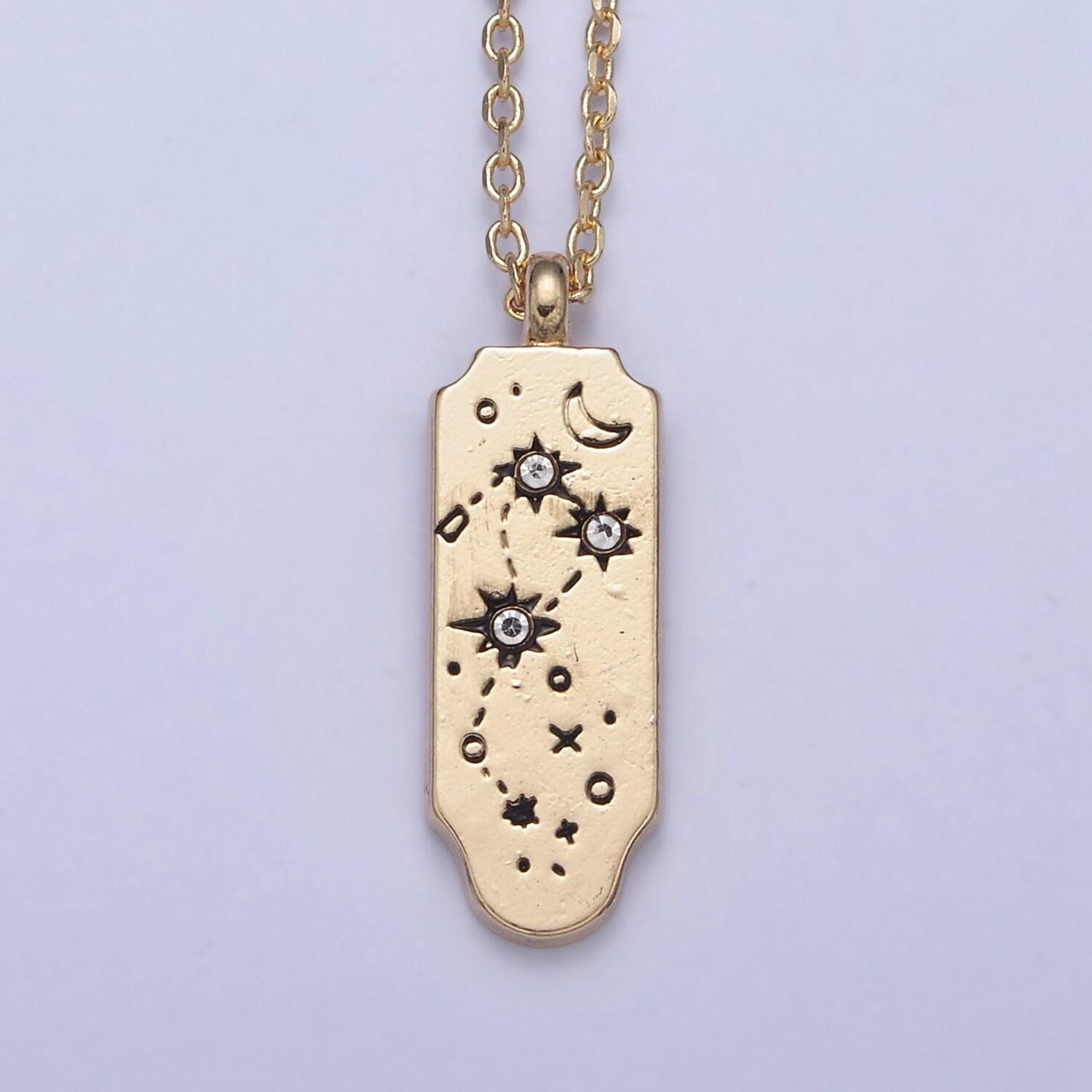 Gold zodiac constellation charms 18" necklace,zodiac symbol, horoscope charm,gold astrological sign minimalist jewelry, zodiac-038, wa491