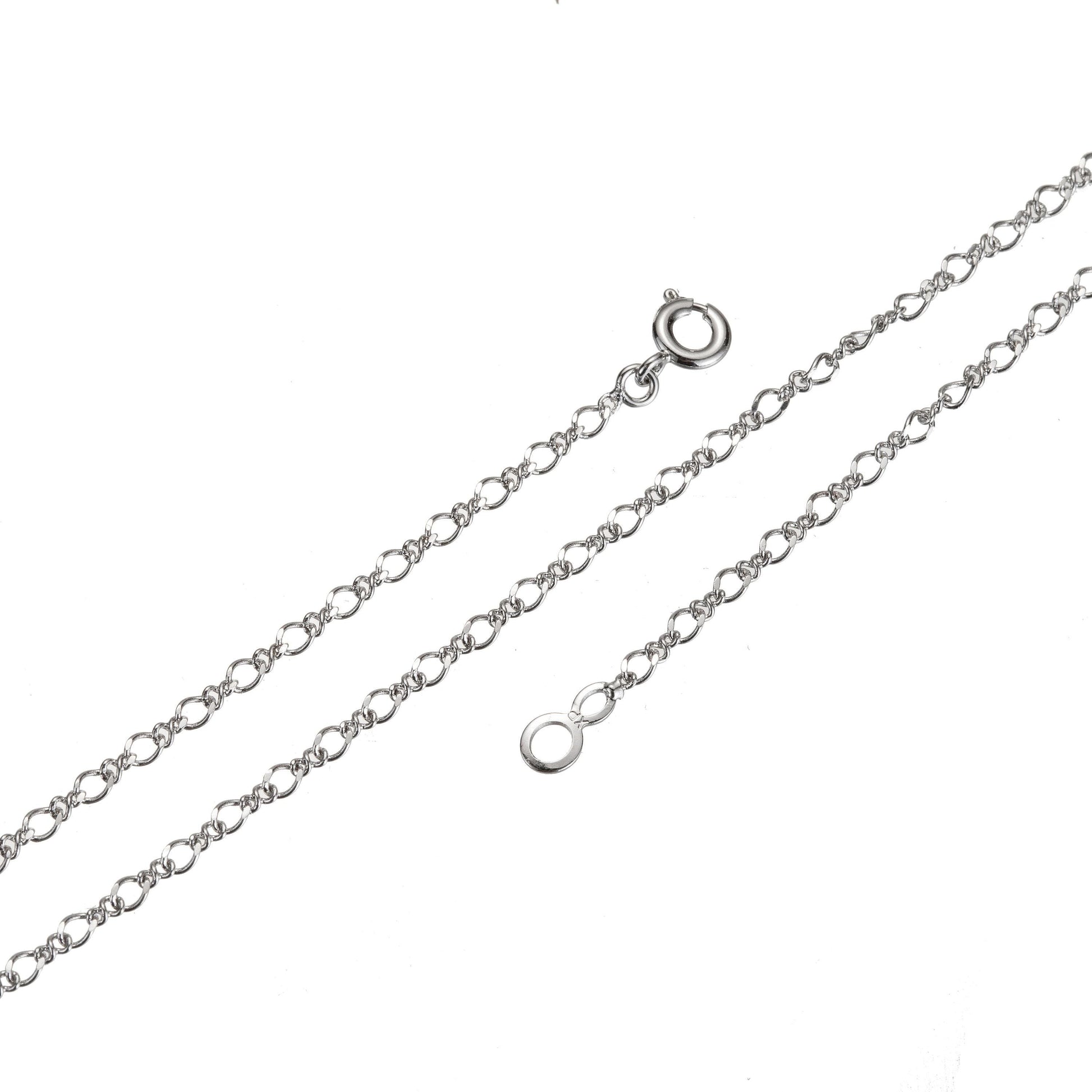 1pc 16" white gold figure 8 rolo chain,2.5 mm figure 8 chain with spring clasp, fancy chain necklace, great quality, jewelry supplies,wa 488