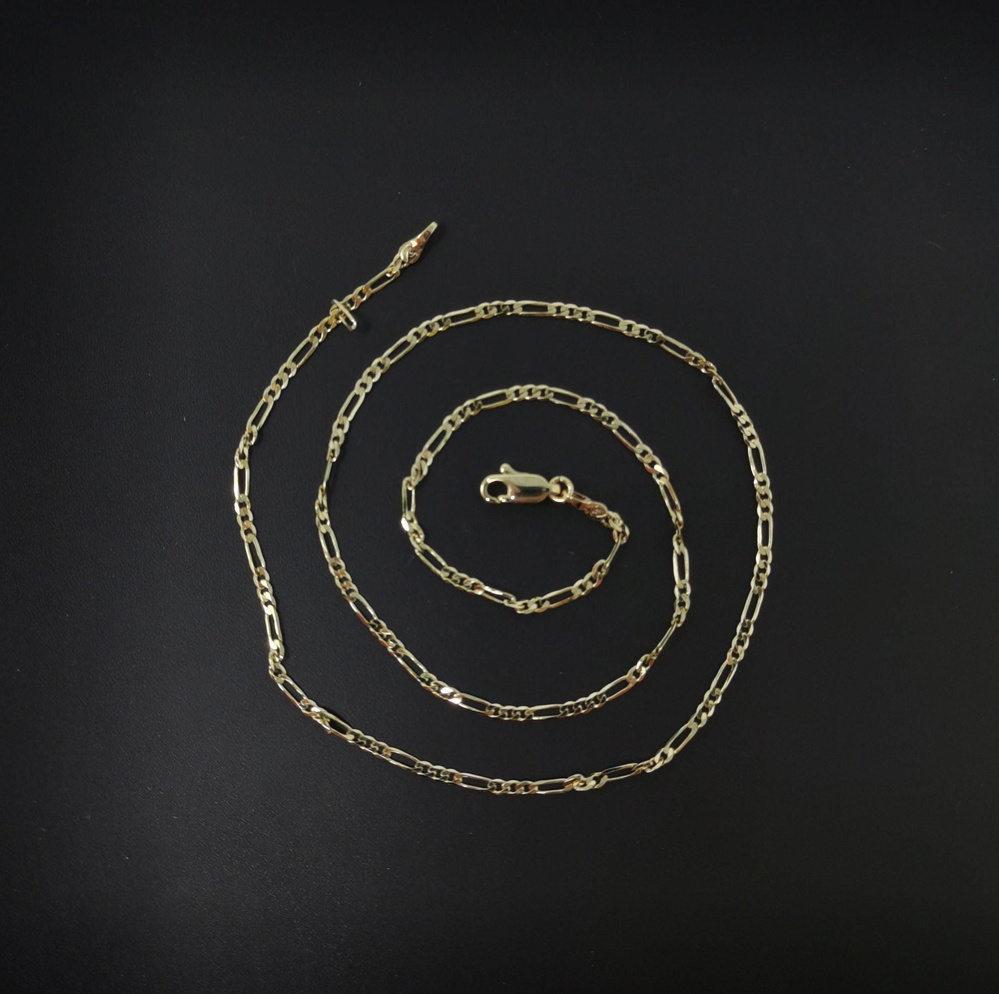 1pc 23.5'' ready to use gold dainty figaro necklace chain, thin layering figaro chain necklace, perfect for pendant charm necklace,wa-485