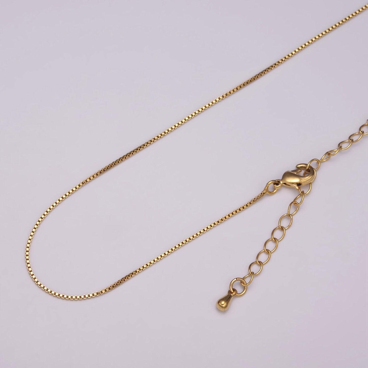 1pc 15.7"+2" ext. ready to use gold box necklace chain, layering box chain bold necklace, for pendant charm necklace making,wa-440/441