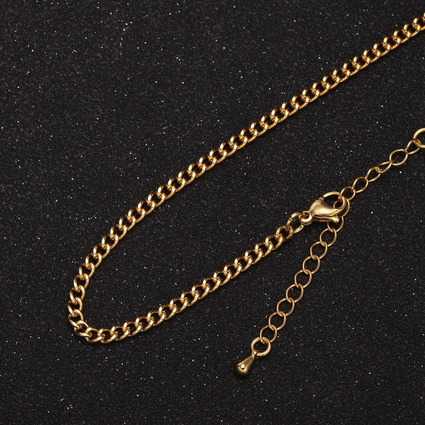 1pc 17.7" + 2" ext. 2,2mm ready to use gold cuban curb necklace chain,layering curb chain bold necklace, for pendant charm necklace, wa-404
