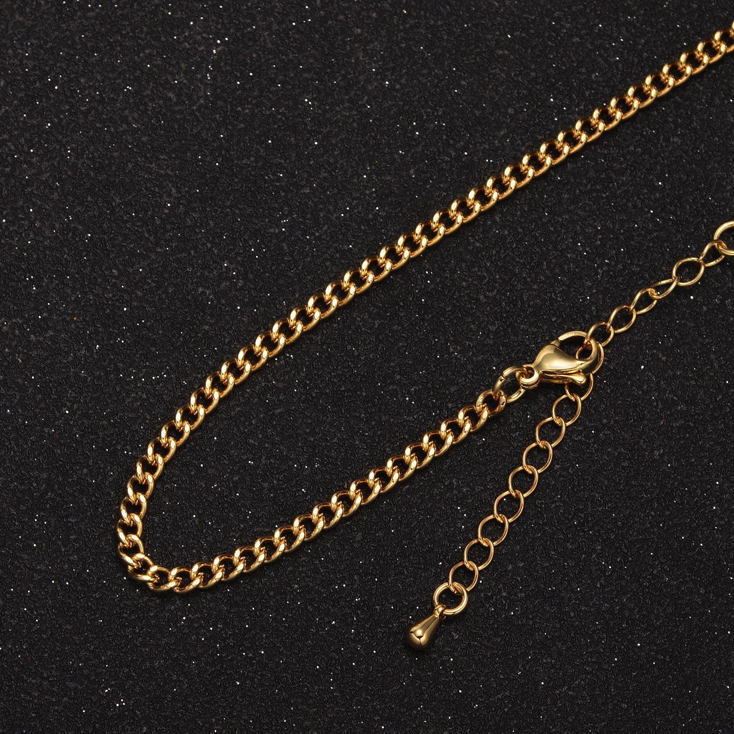 1pc 17.7" + 2" ext. 2,2mm ready to use gold cuban curb necklace chain,layering curb chain bold necklace, for pendant charm necklace, wa-404