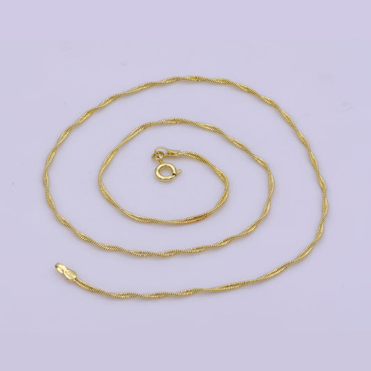 1pc 18" 1.7 mm singapore gold herringbone necklace chain, twisted layering chain dainty necklace,for pendant charm necklace making, wa-397
