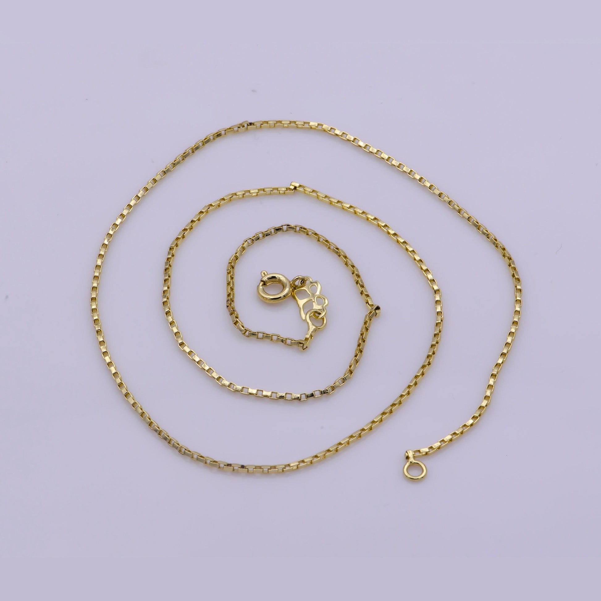 1pc 17.5'' ready to wear gold square box chain necklace, layering dainty box chain jewelry making with pendant charm supplies,wa-393