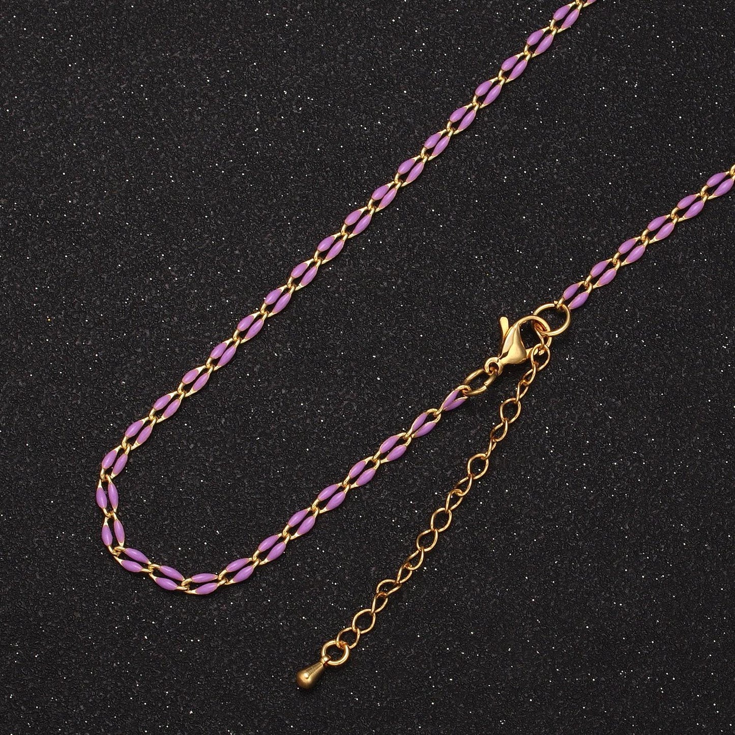 2.9mm fancy enamel link 18.0" + 2.0" extender rolo cable chain oval link ready to wear necklace | wa-348~wa-353