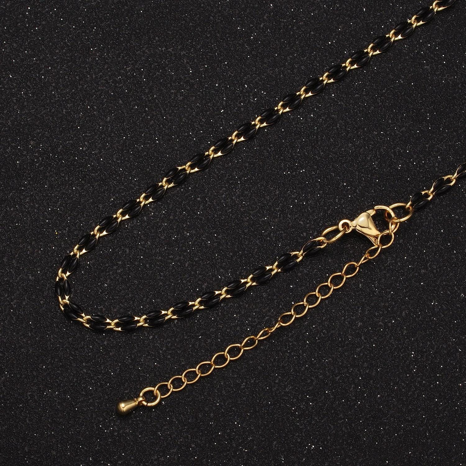 2.9mm fancy enamel link 18.0" + 2.0" extender rolo cable chain oval link ready to wear necklace | wa-348~wa-353