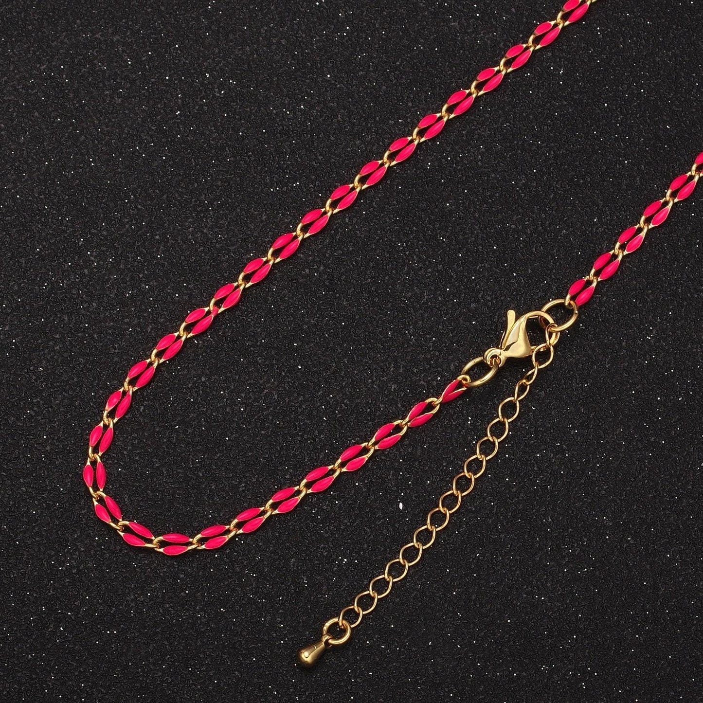 2.9mm fancy enamel link 18.0" + 2.0" extender rolo cable chain oval link ready to wear necklace | wa-348~wa-353