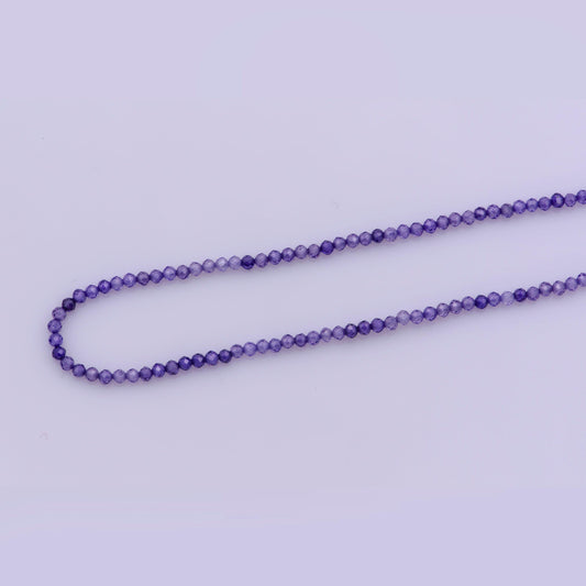 Dainty 16"+1" ext. dream amethyst stone tiny bead necklace,faceted purple beads necklace for women semi precious beaded gemstone,wa-323