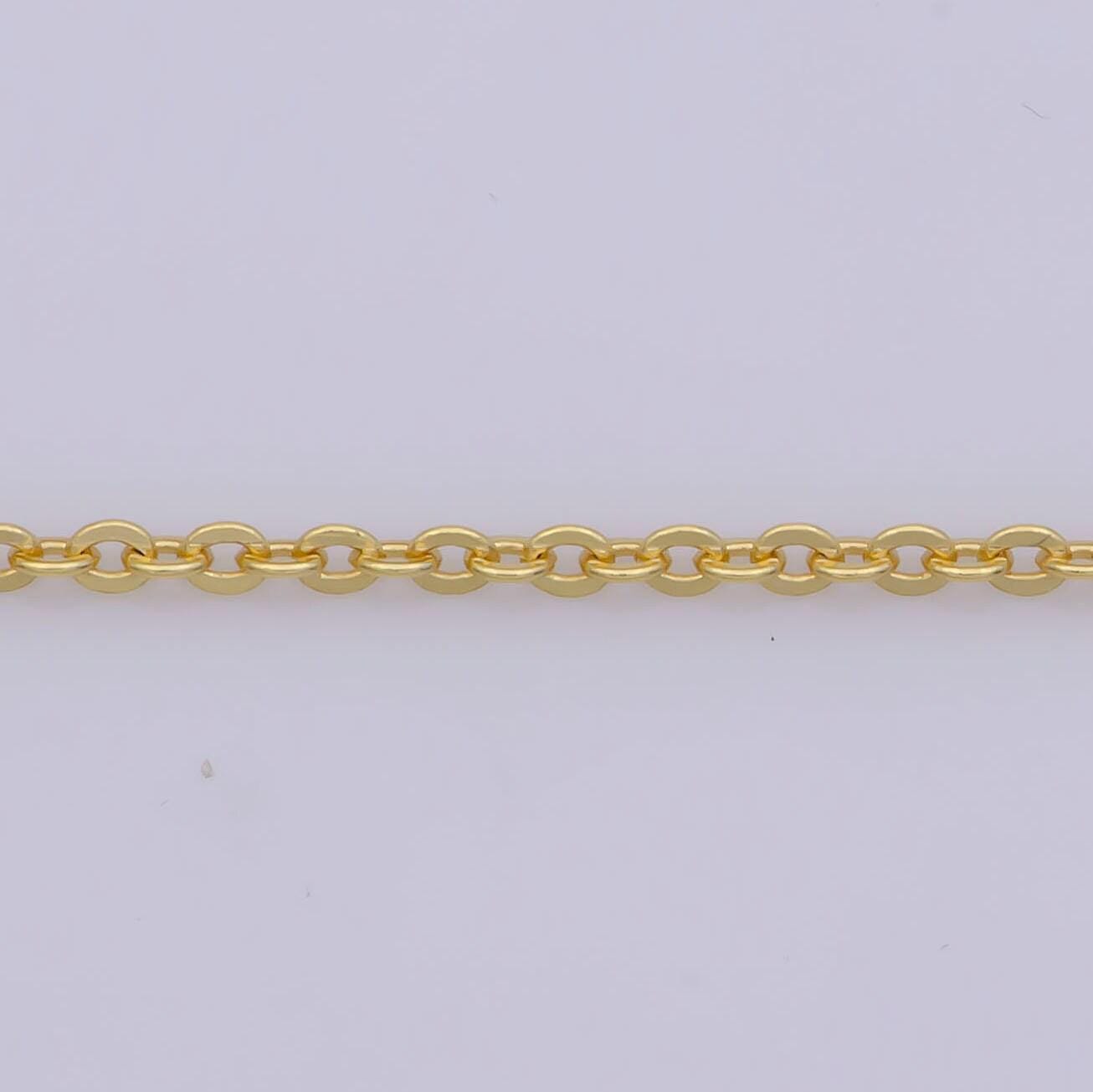 1pc 17.7'' ready to use gold rolo necklace chain, layering box rolo chain dainty necklace, for pendant charm necklace making, wa-282
