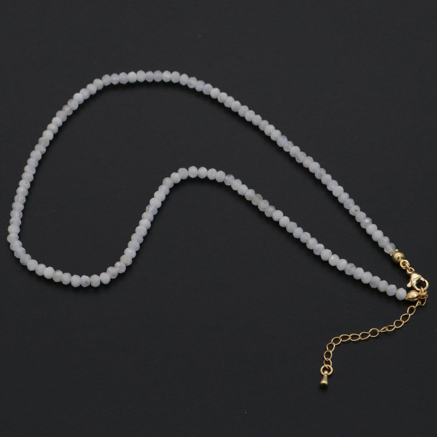 Dainty moonstone necklace gemstone minimalist jewelry beaded healing stone necklace with lobster clasp wa-261