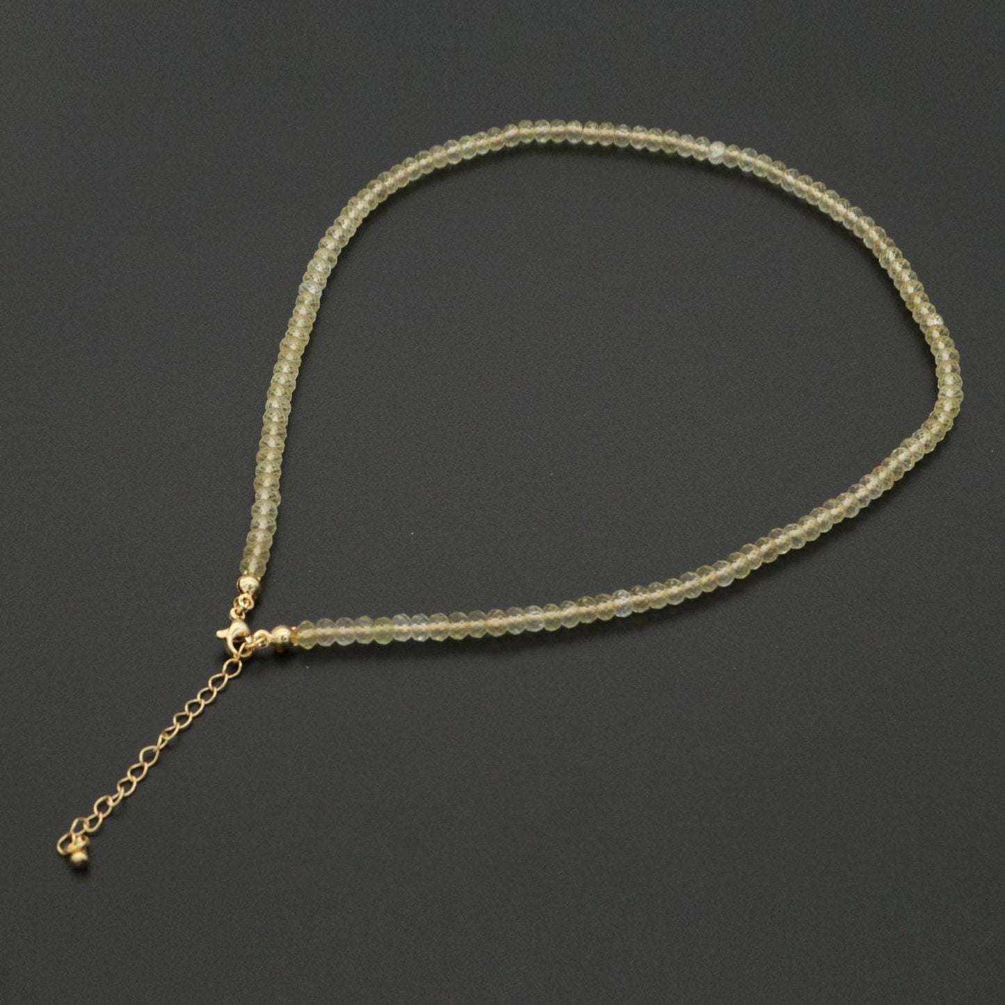 Dainty citrine necklace gemstone minimalist jewelry beaded healing stone necklace with lobster clasp wa-260
