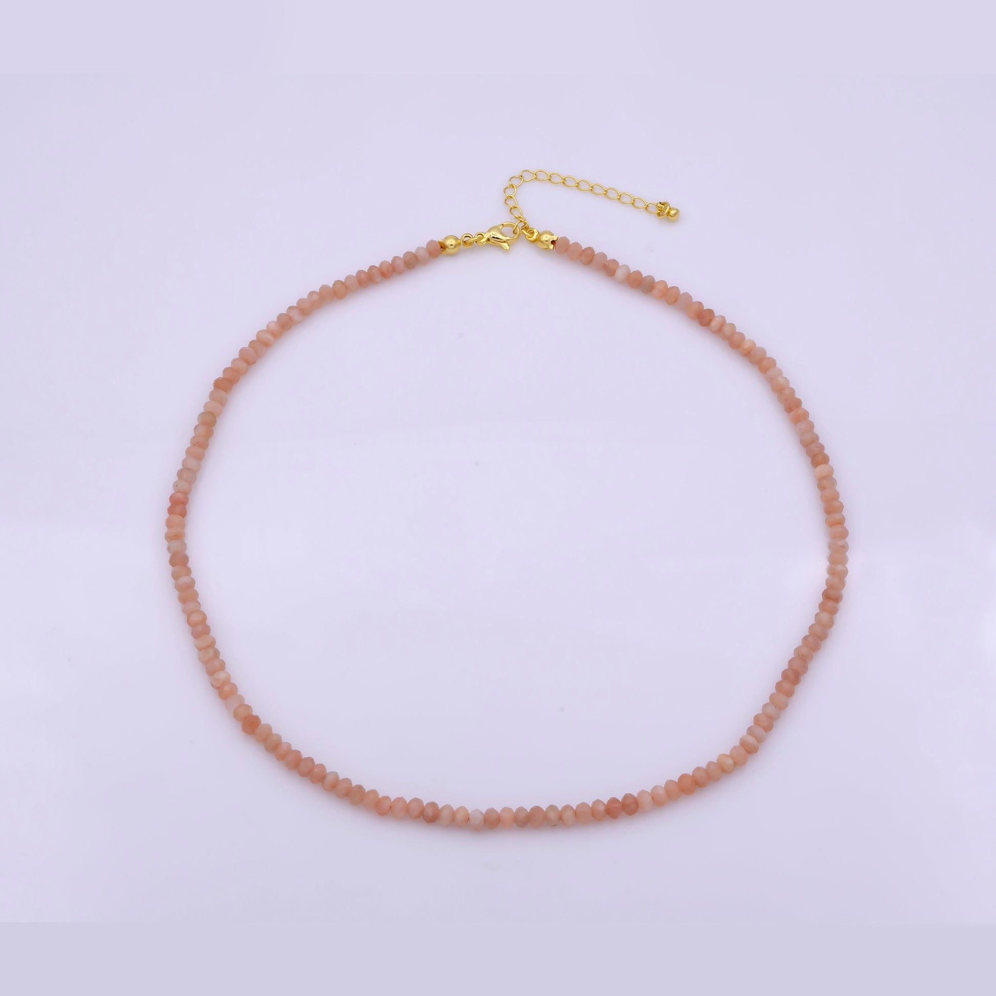Dainty pink rose quartz necklace pink gemstone minimalist jewelry beaded healing stone necklace with lobster clasp wa-259