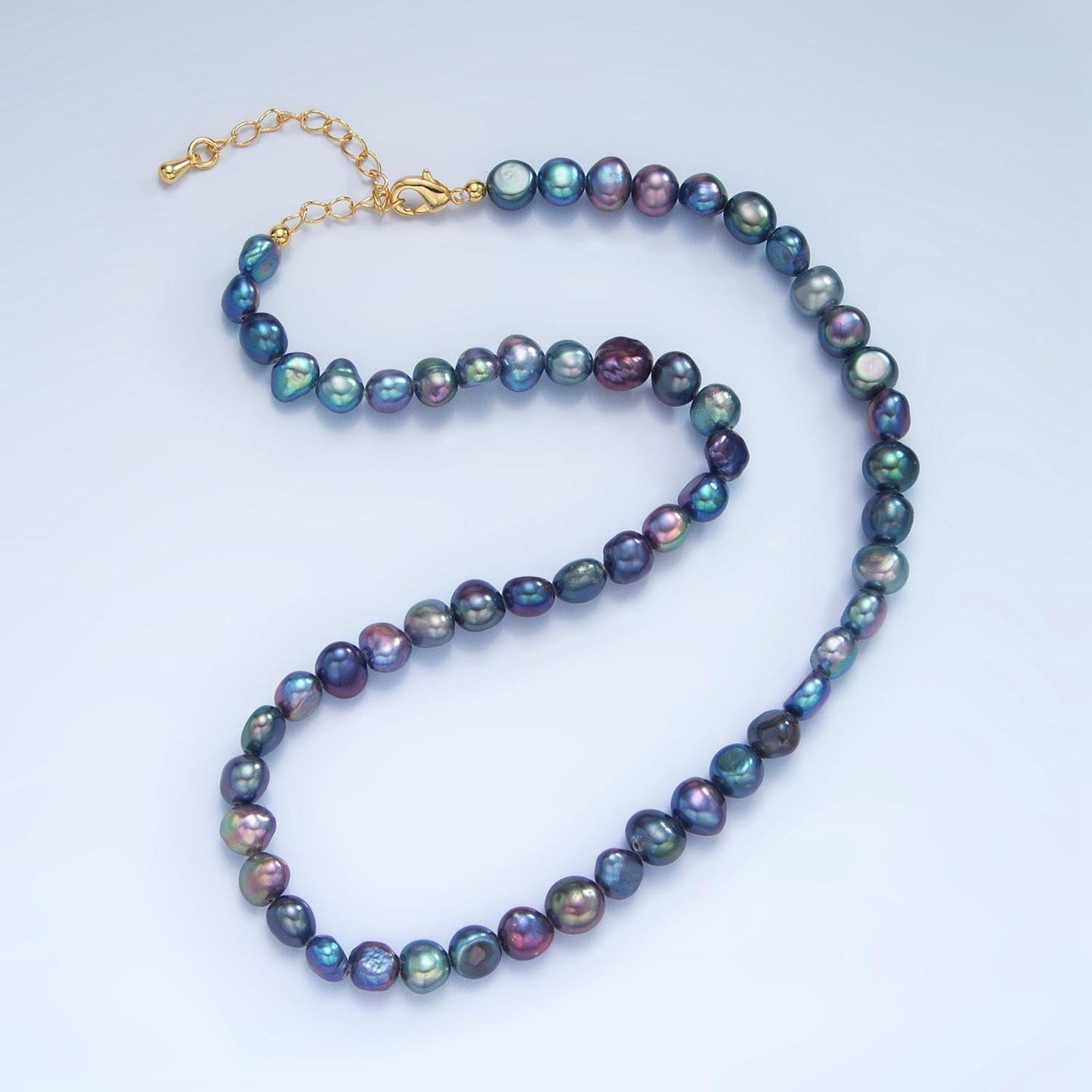 Fresh water pearl choker necklace black mauve mermaid peacock baroque pearl necklace 14.7"+ 2 inch extender necklace gold clasp wa2588