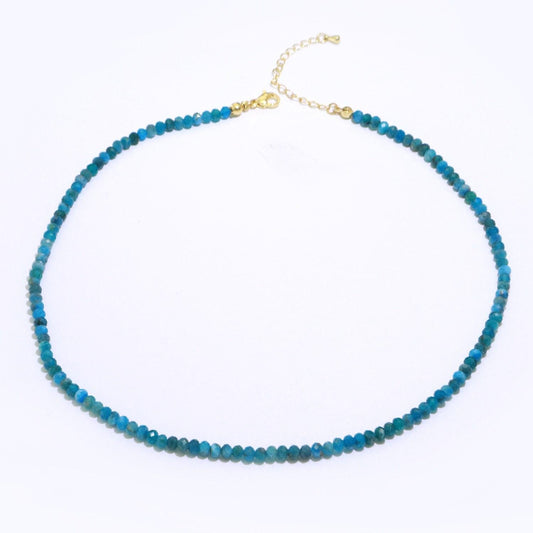 Dainty apatite necklace blue gemstone minimalist jewelry beaded healing stone necklace with lobster clasp wa-258