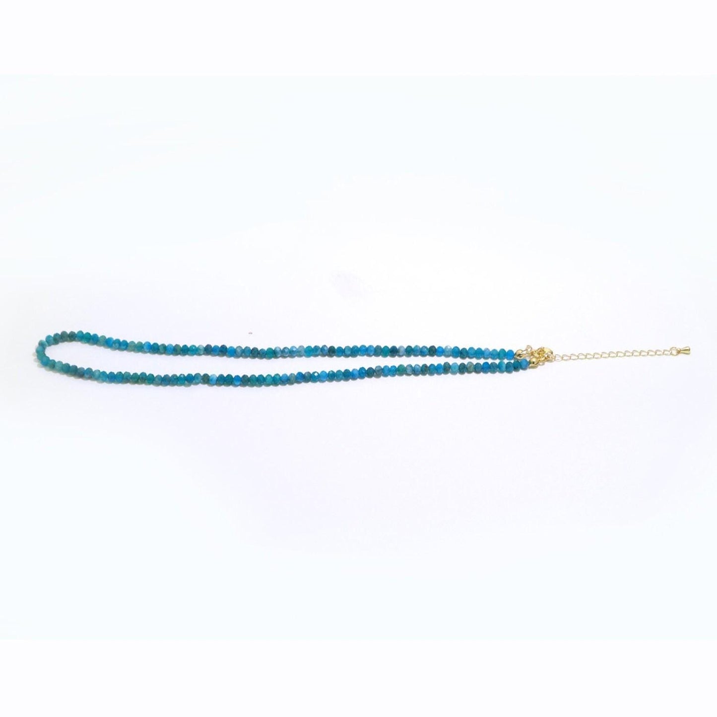 Dainty apatite necklace blue gemstone minimalist jewelry beaded healing stone necklace with lobster clasp wa-258