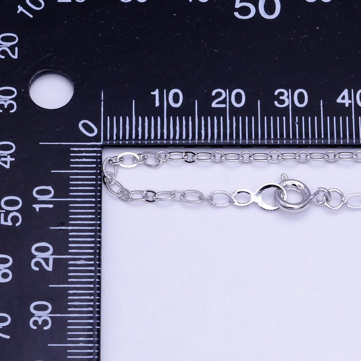 Ready to use cable necklace chain, layer dainty silver necklace 17.8 inch for minimalist jewelry making wa-2516