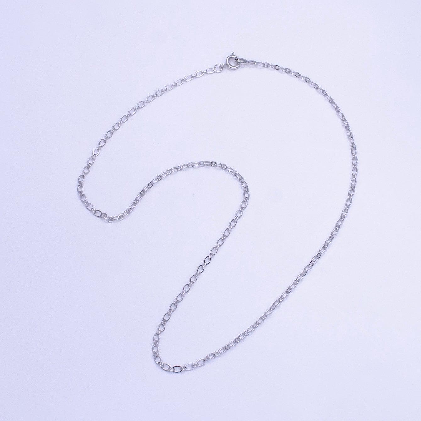 Ready to use cable necklace chain, layer dainty silver necklace 17.8 inch for minimalist jewelry making wa-2516