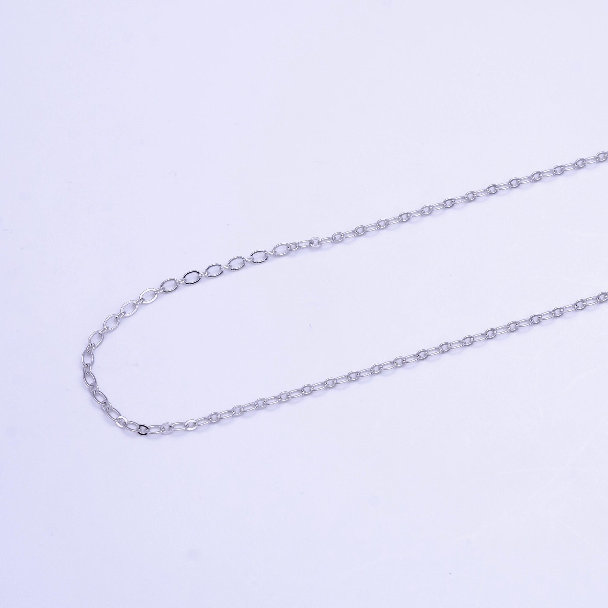 Ready to use cable necklace chain, layer dainty silver necklace 17.8 inch for minimalist jewelry making wa-2516