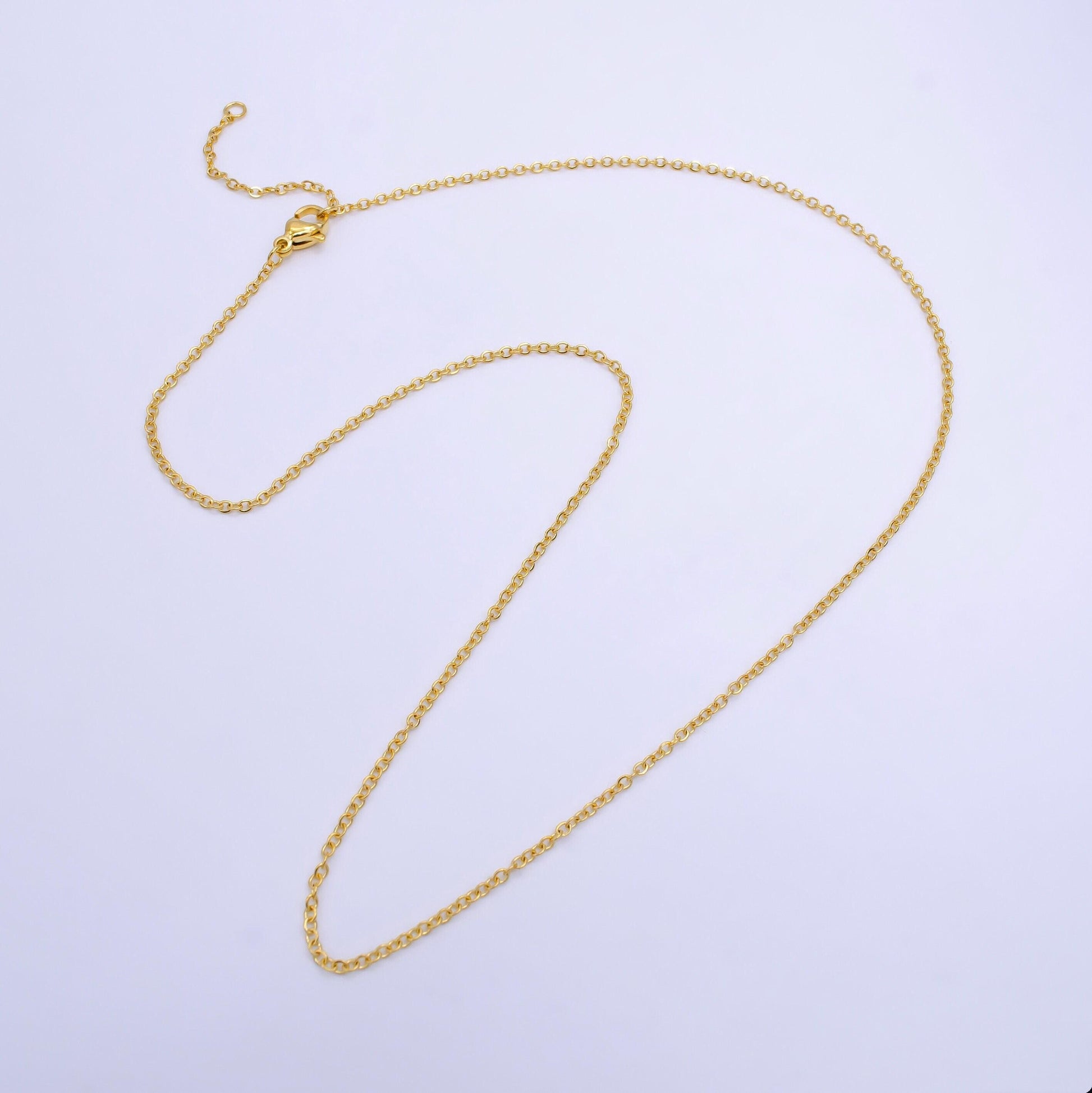 Dainty cable chain 24k gold filled cable woman necklace 17.5 inch for diy jewelry making supply wa-2502