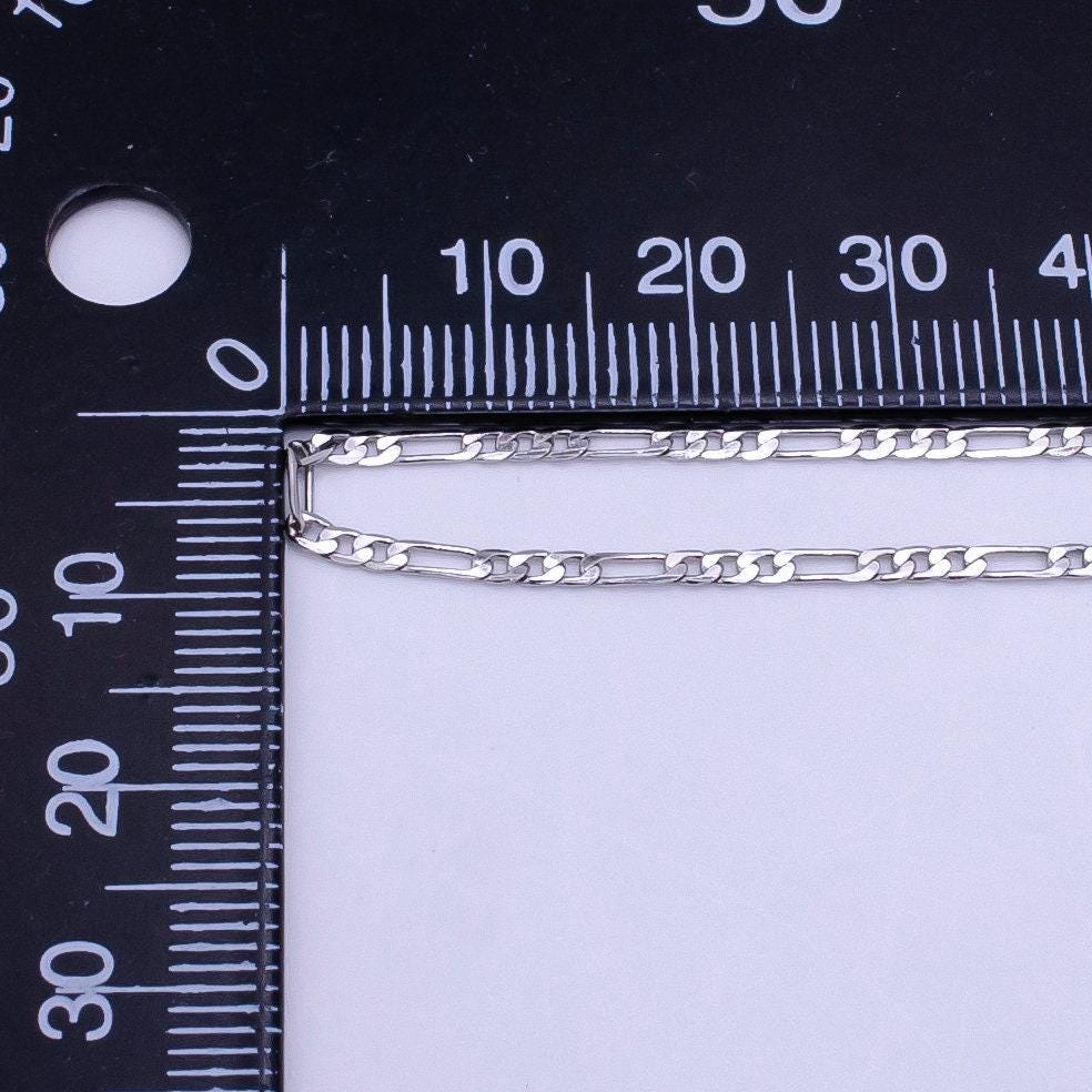 Long white gold figaro necklace chain layer silver figaro chain dainty necklace, pendant necklace width is 1.8mm wa2501