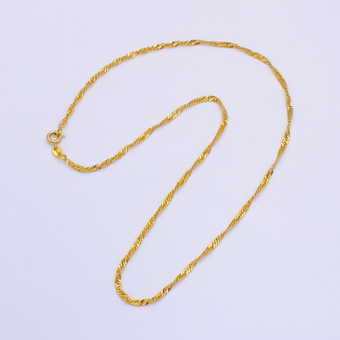 24k gold filled 16'' ready to use intertwined necklace chain singapore twisted dainty necklace unique charm necklace making wa2496