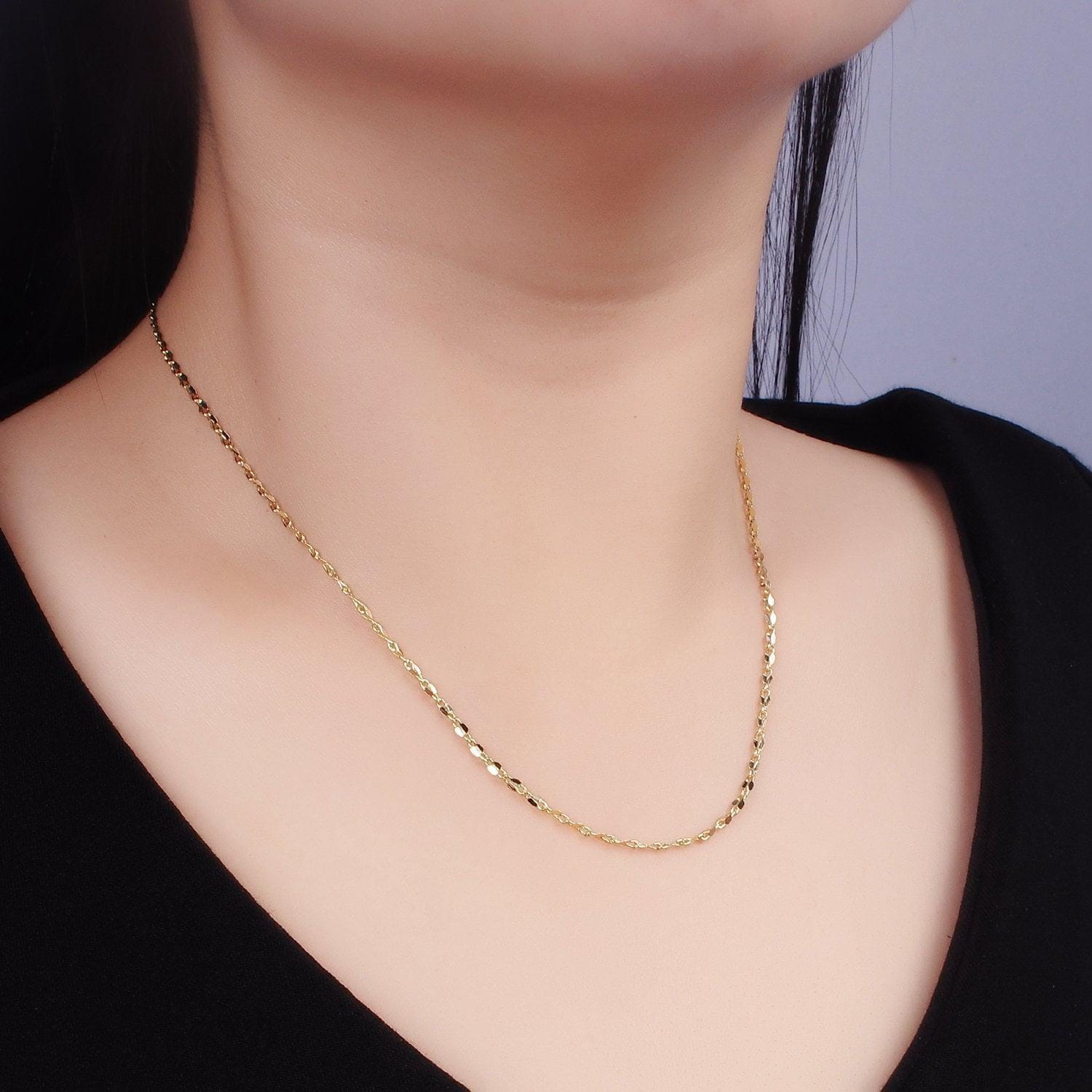 14k gold filled dapped cable chain necklace 18 inch long ready to wear necklace for layering jewelry inspired wa-2466