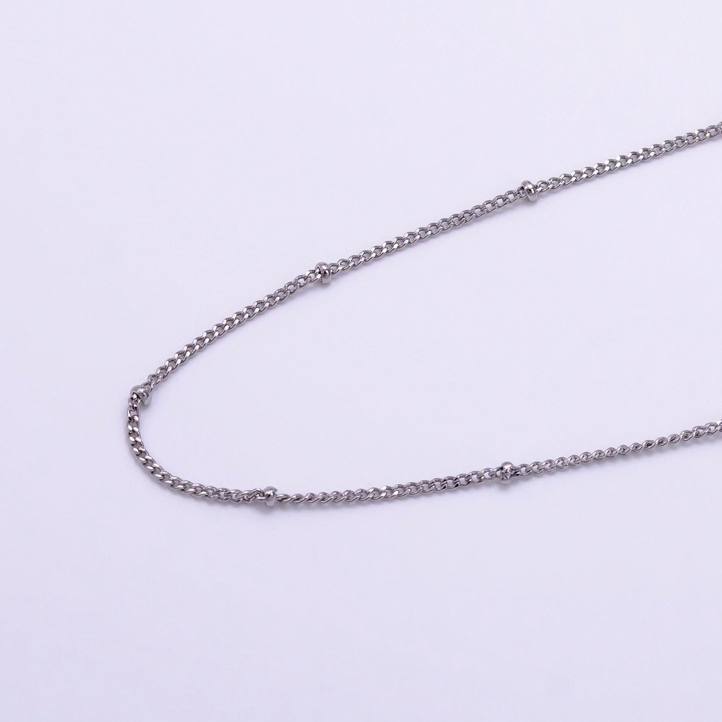 Dainty satellite necklace delicate curb link layering chain necklace with small beaded for minimalist jewelry inspired wa2451