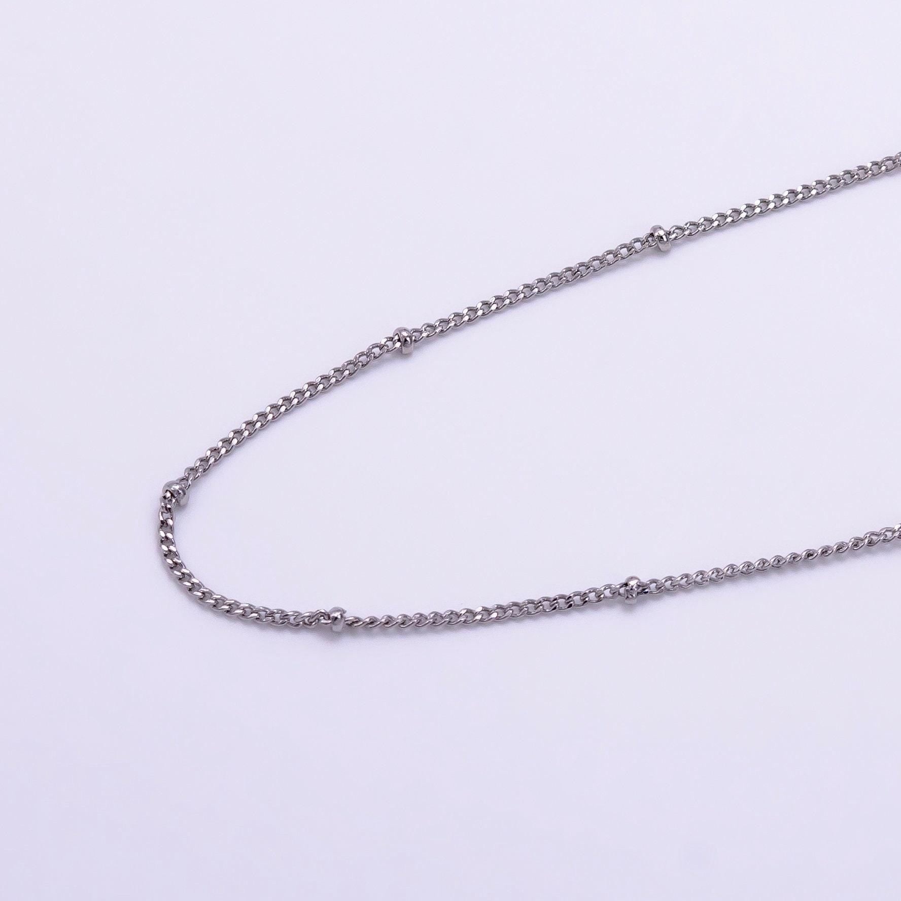 Dainty satellite necklace delicate curb link layering chain necklace with small beaded for minimalist jewelry inspired wa2451