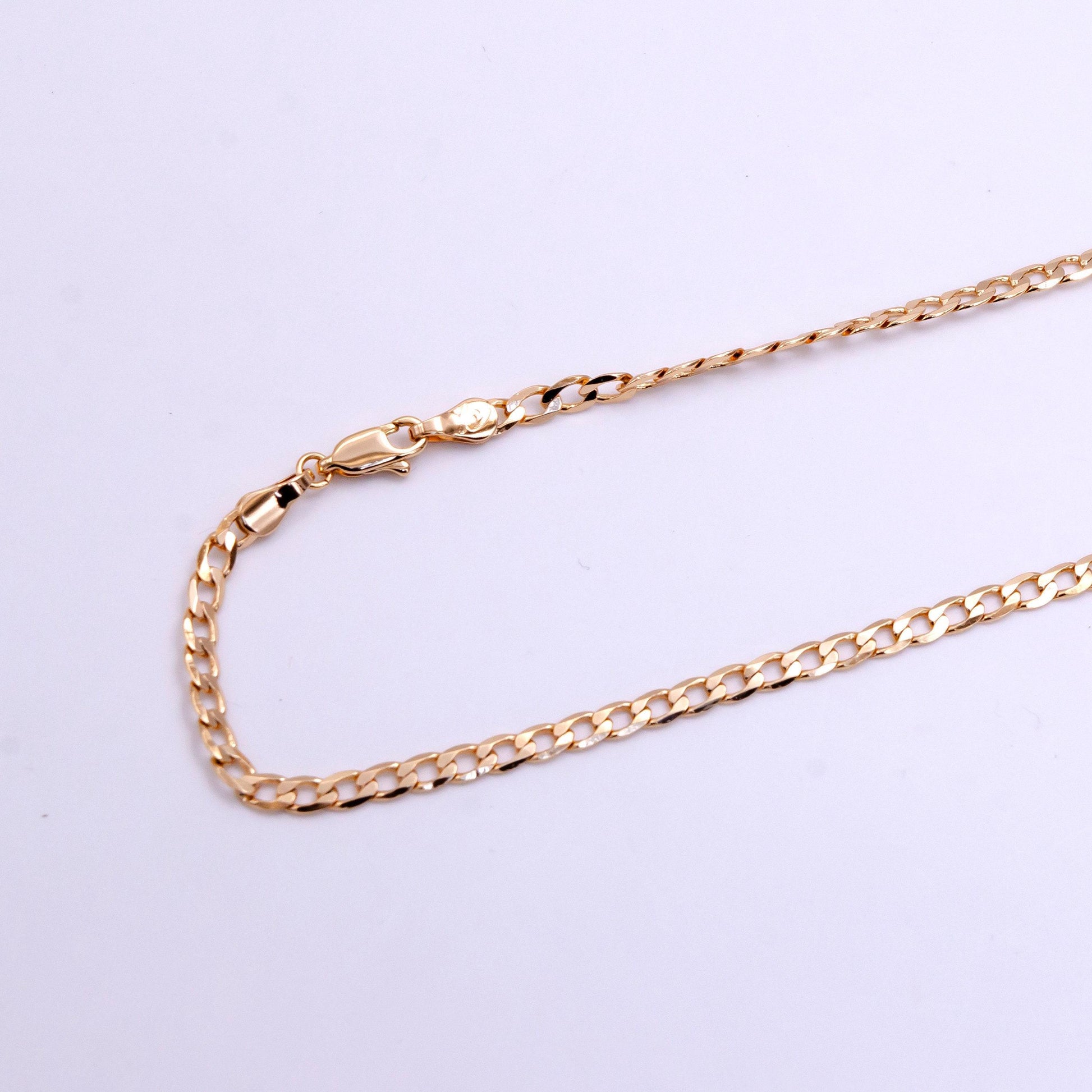 18k gold filled cuban link chain 3.2mm necklace pinky gold curb link chain 18 inch wholesale jewelry making supplies wa-2444