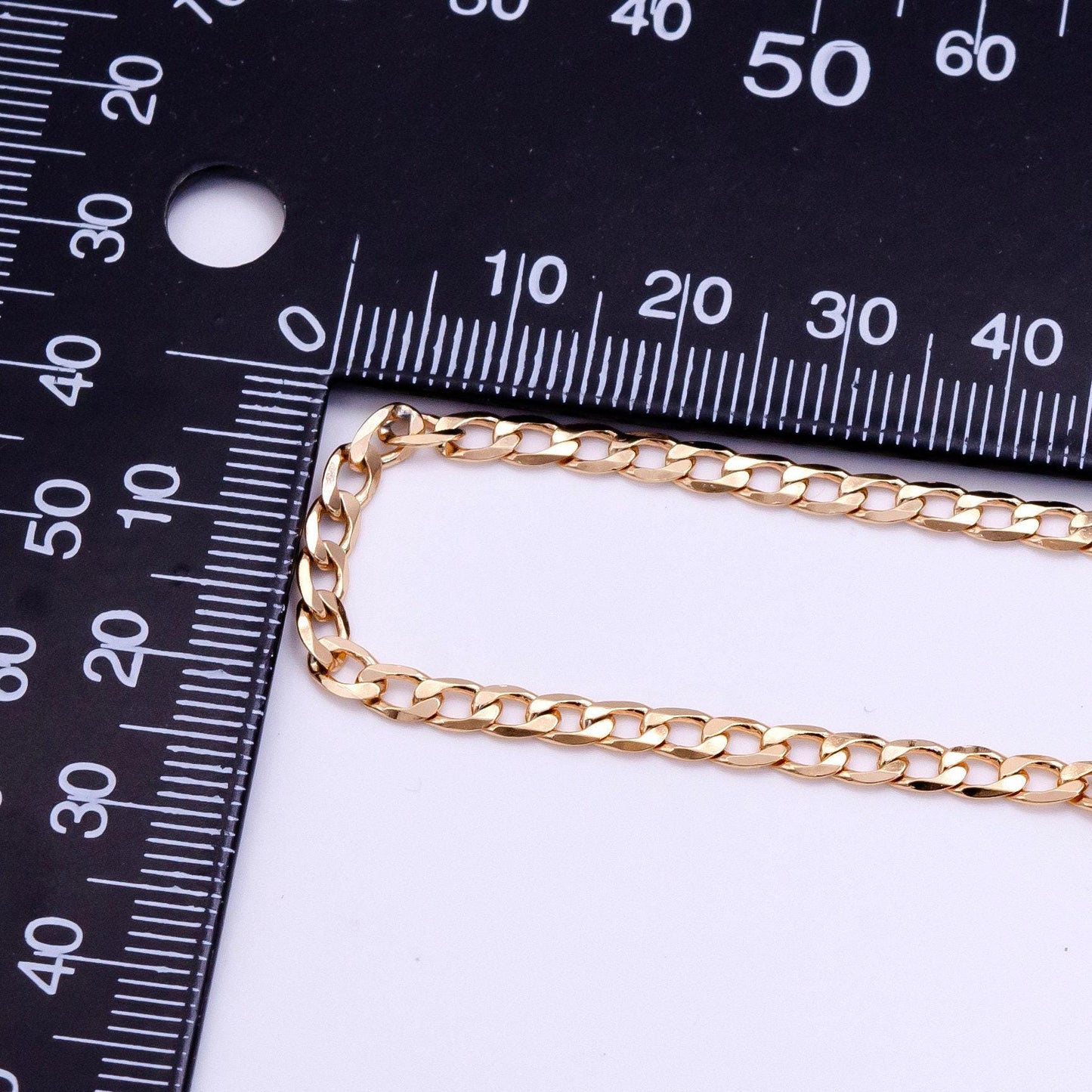 18k gold filled cuban link chain 3.2mm necklace pinky gold curb link chain 18 inch wholesale jewelry making supplies wa-2444