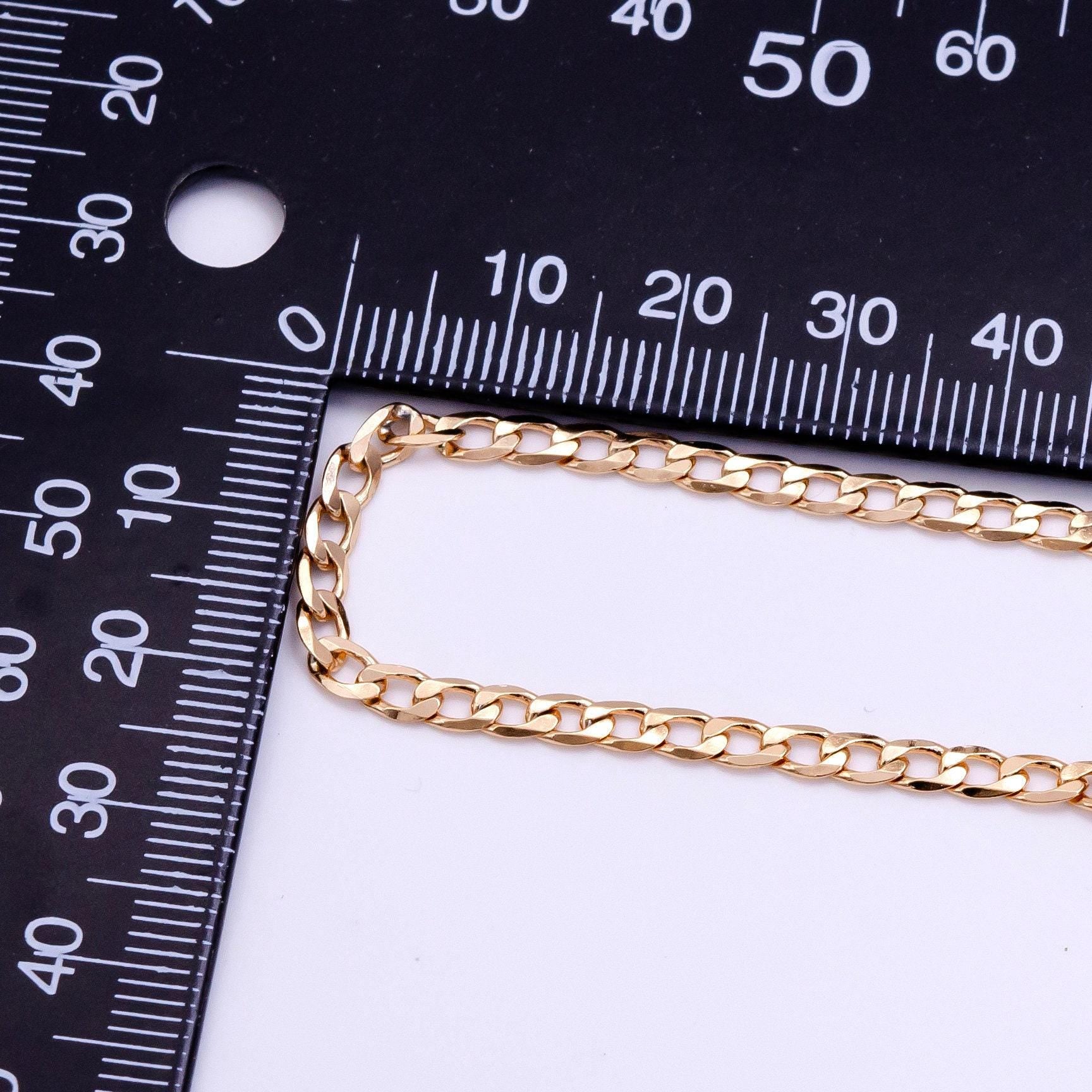 18k gold filled cuban link chain 3.2mm necklace pinky gold curb link chain 18 inch wholesale jewelry making supplies wa-2444