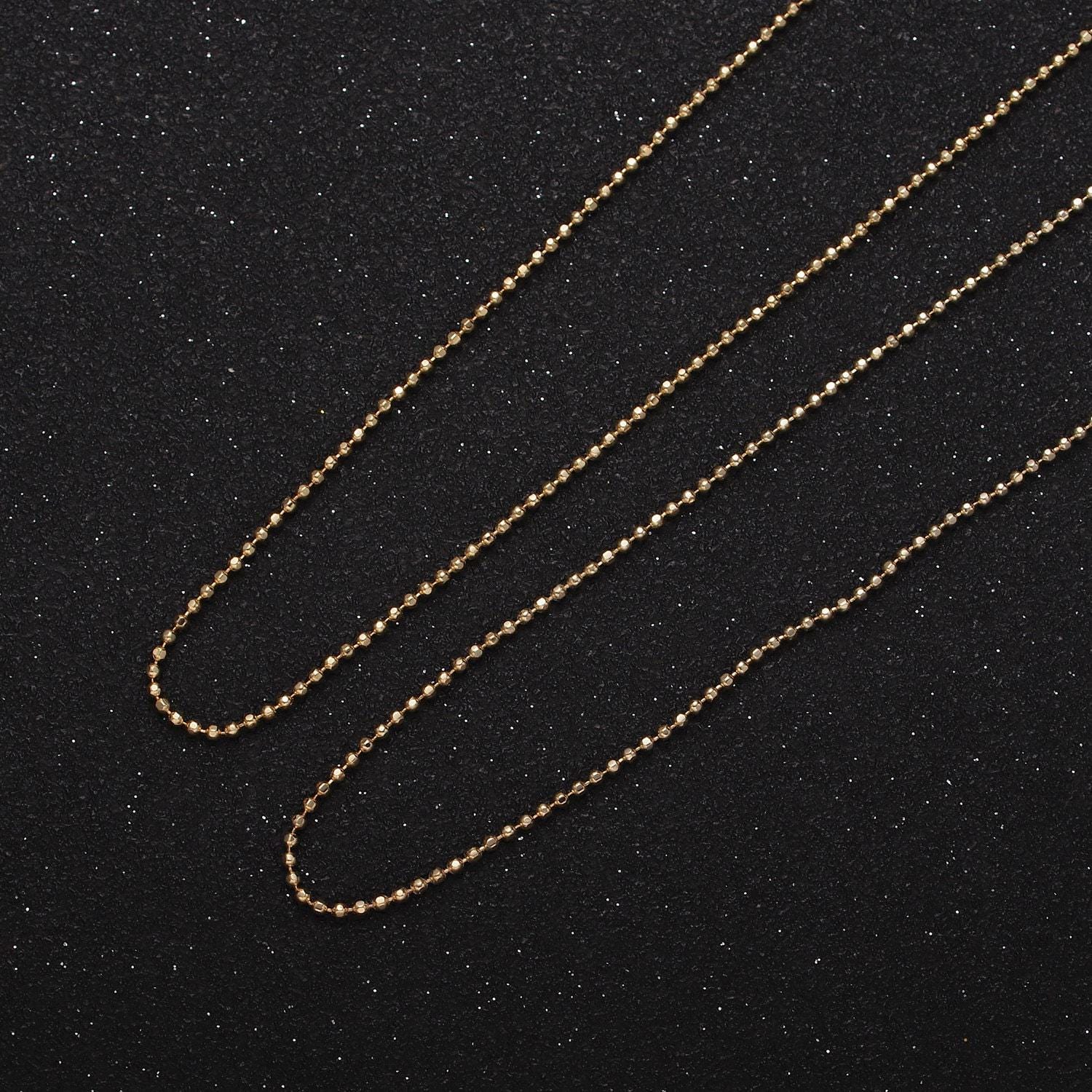 Adjustable faceted ball chain necklace 24k gold filled round bead chain necklace for charm wa-2428