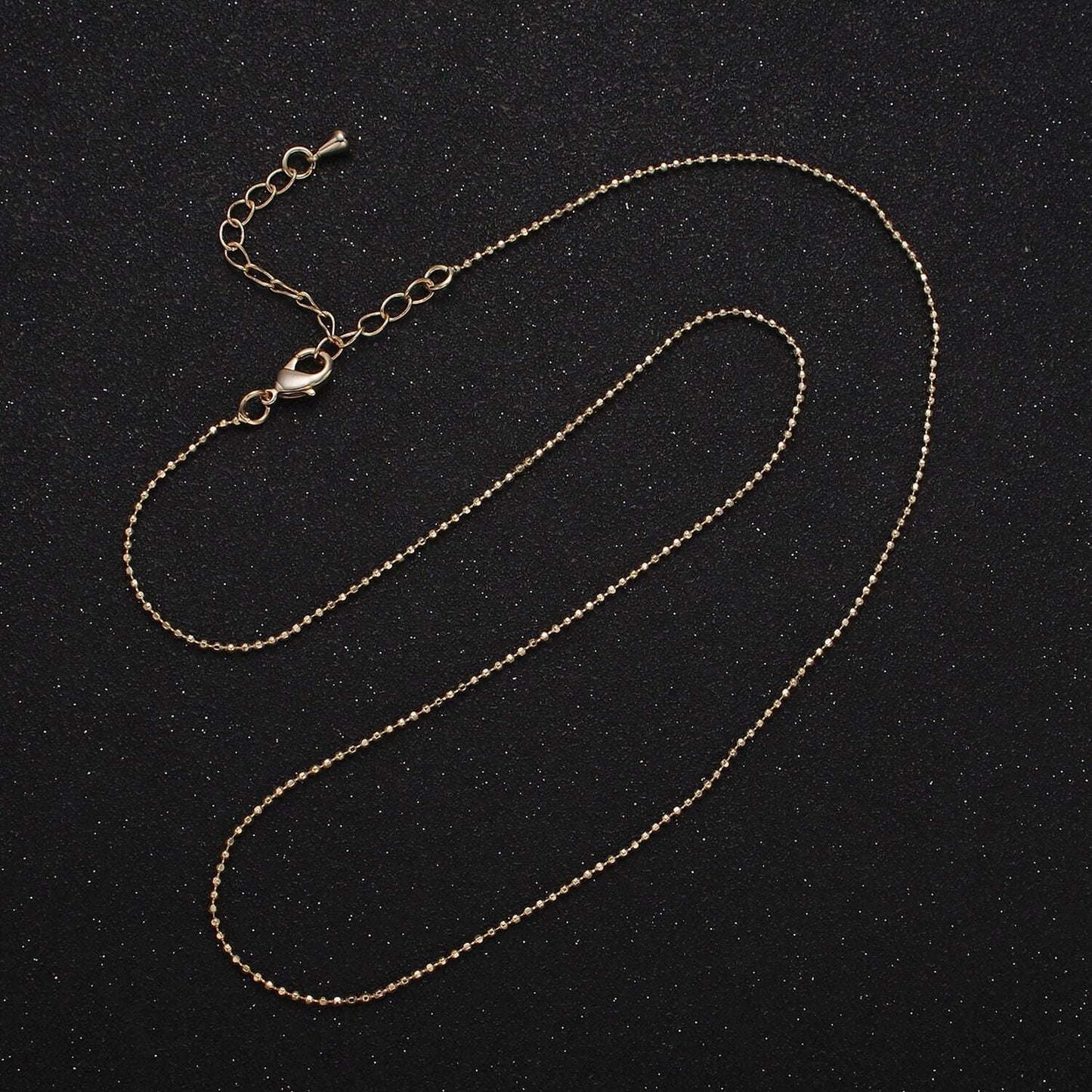 Adjustable faceted ball chain necklace 24k gold filled round bead chain necklace for charm wa-2428