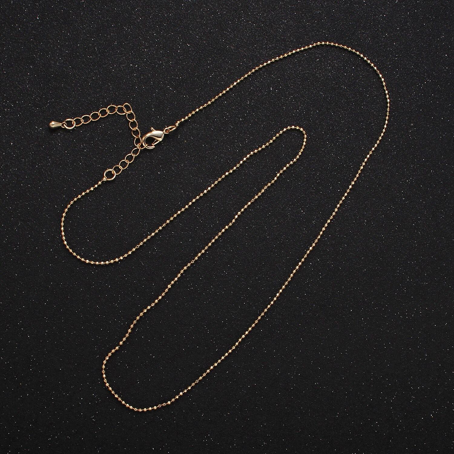 Adjustable faceted ball chain necklace 24k gold filled round bead chain necklace for charm wa-2428