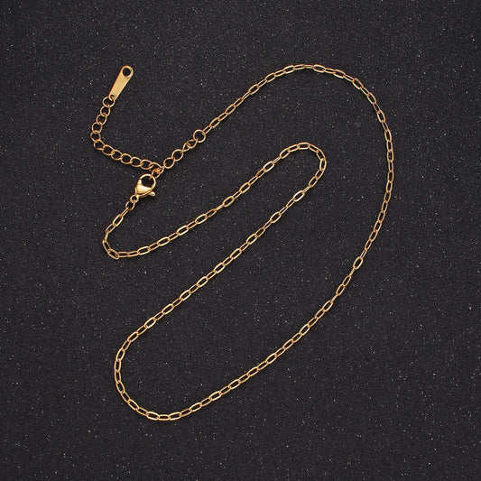 Stainless steel 2mm paperclip chain 16 inch choker necklace | wa-2420