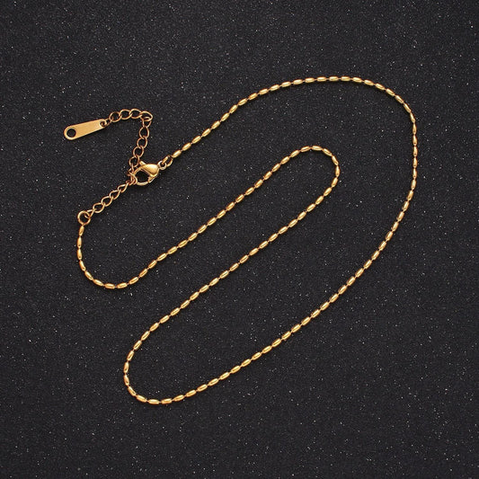 Stainless steel 1.4mm tube bead 16 inch choker necklace | wa-2419