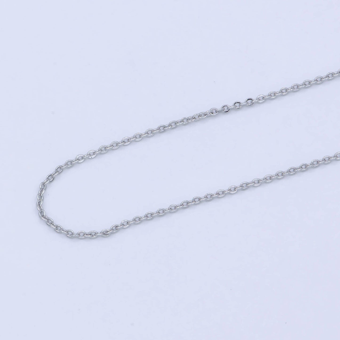 1pc 15.5''+ 2" extender ready to use white gold round curb rolo necklace chain,layer chain dainty necklace,for pendant charm necklace wa-239
