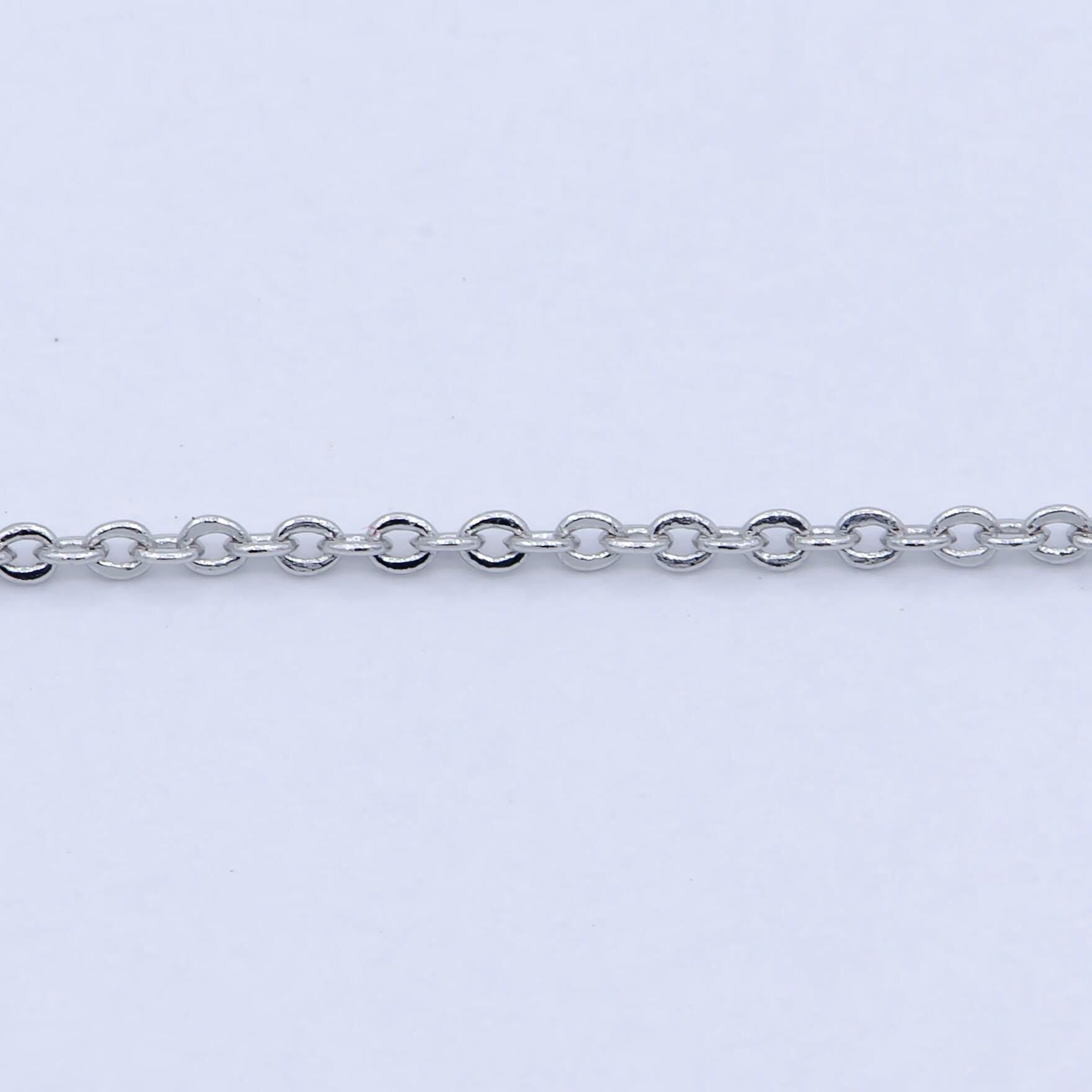 1pc 15.5''+ 2" extender ready to use white gold round curb rolo necklace chain,layer chain dainty necklace,for pendant charm necklace wa-239