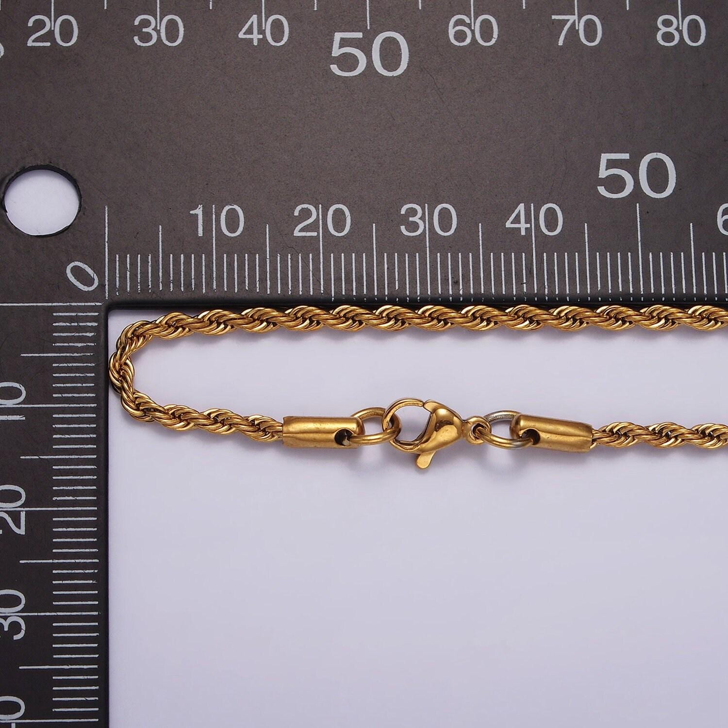 Stainless steel 1.8mm rope 17.7 inches necklace in gold & silver | wa-2336 wa-2337