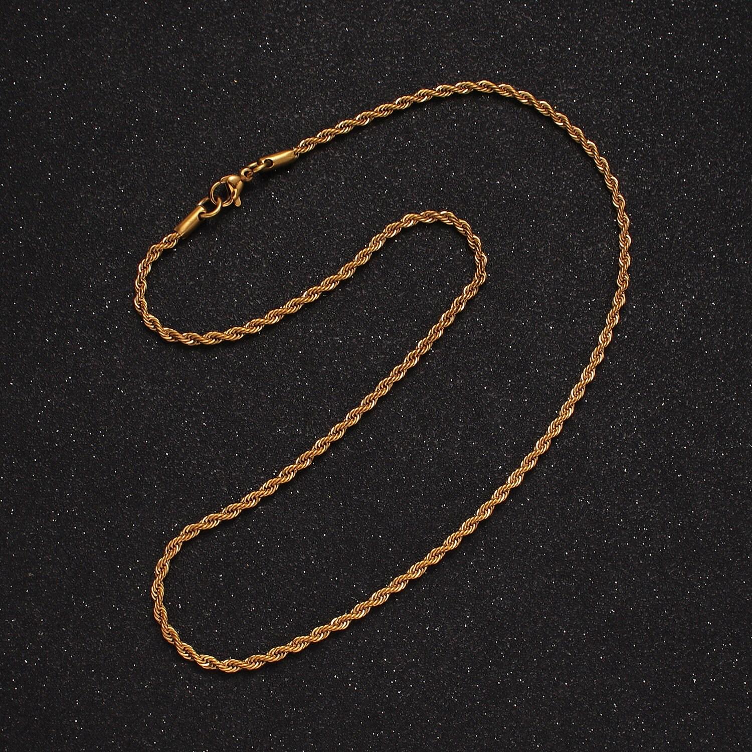 Stainless steel 1.8mm rope 17.7 inches necklace in gold & silver | wa-2336 wa-2337