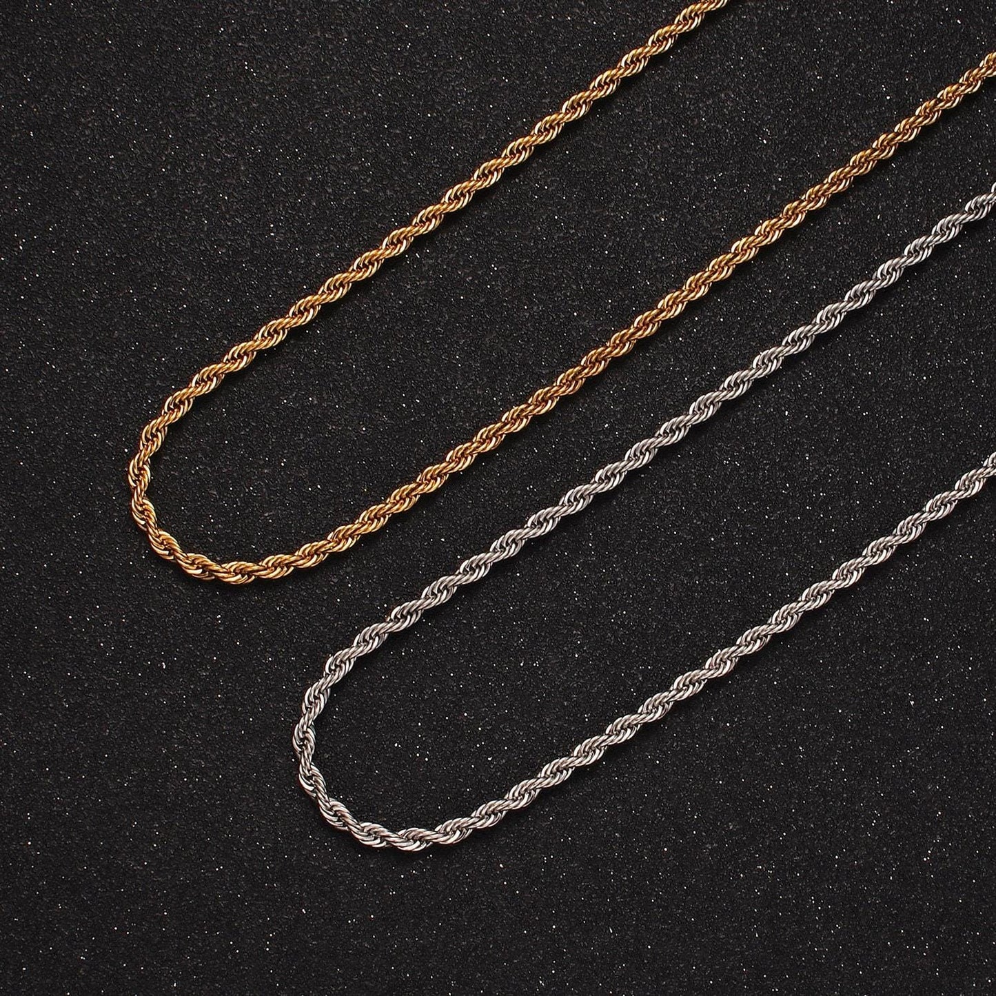 Stainless steel 2.8mm rope 18 inches necklace in gold & silver | wa-2335